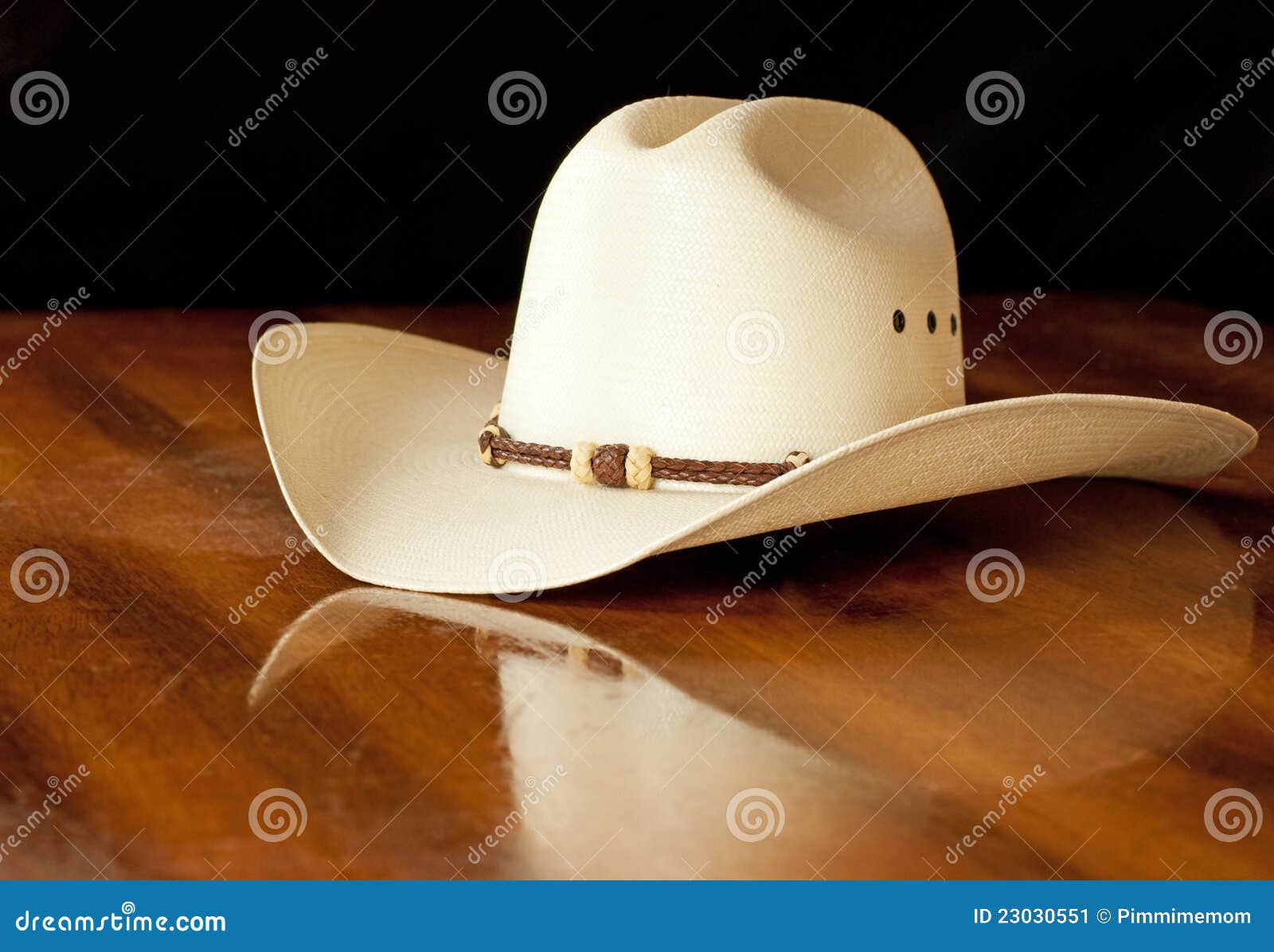 White Straw Cowboy Hat with a Hatband Stock Image Image of white