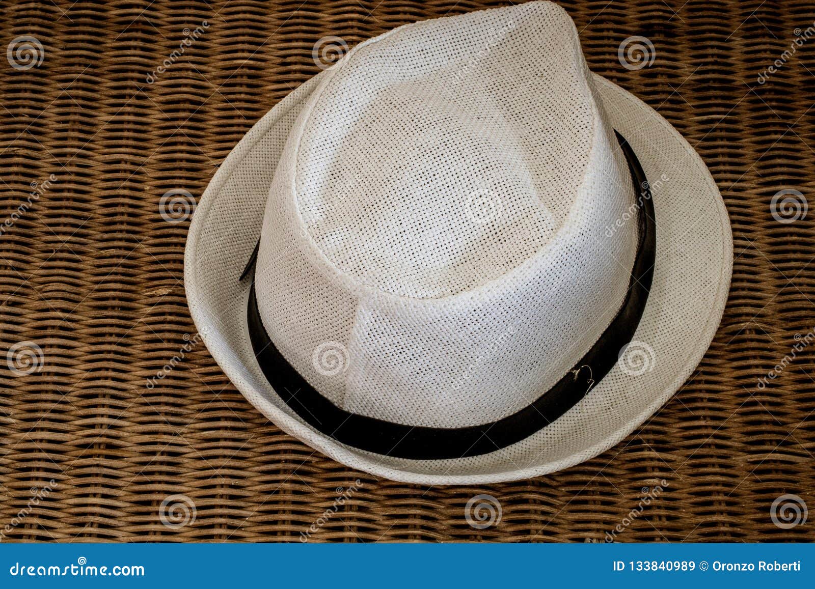 White straw hat stock image. Image of woven, holiday - 133840989