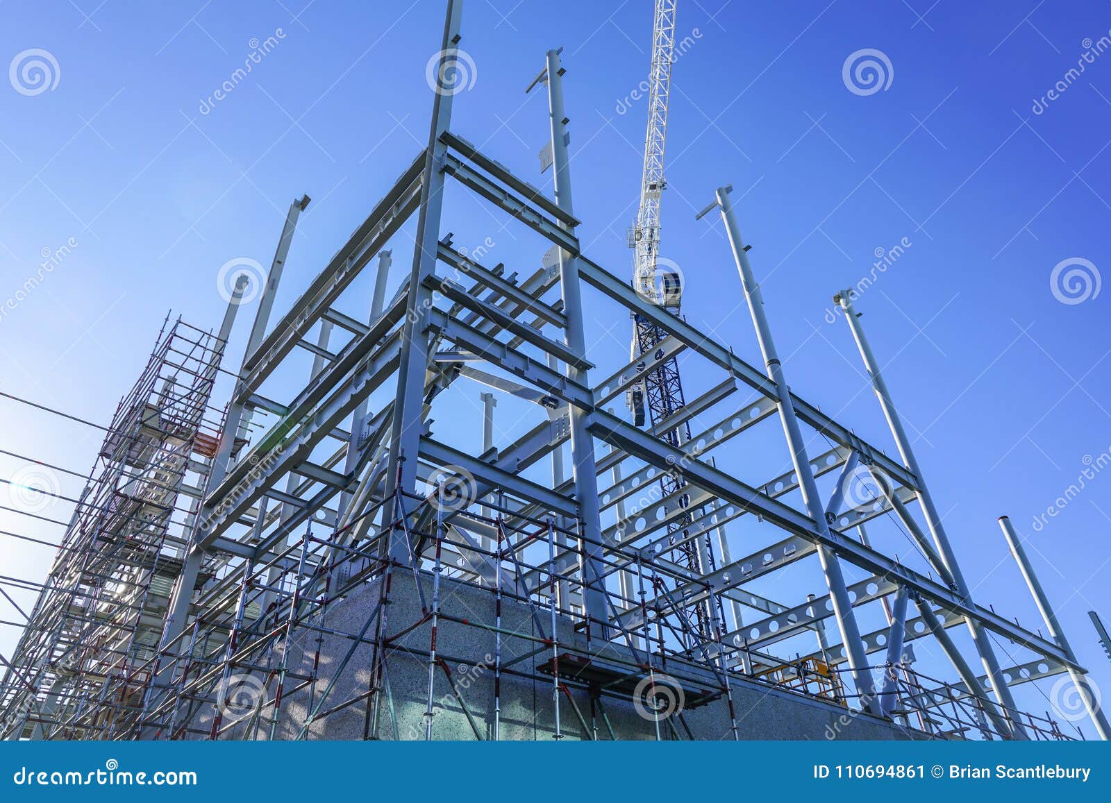 structural steel framework for new building.