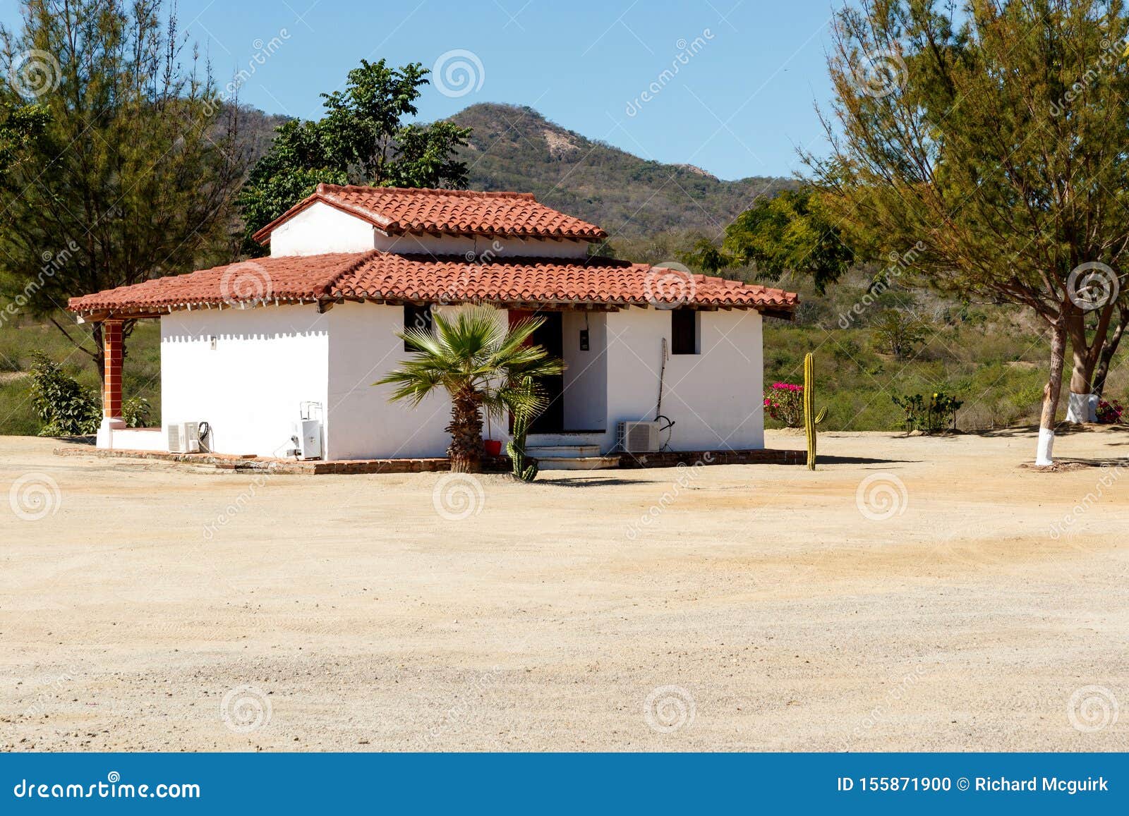 White Stucco House With A Red Clay Tile Roof Stock Photo Image of destination, mexican 155871900