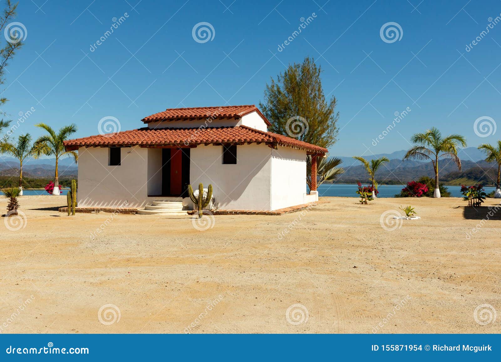 White Stucco House With A Red Clay Tile Roof Stock Photo Image of mouth, dirt 155871954