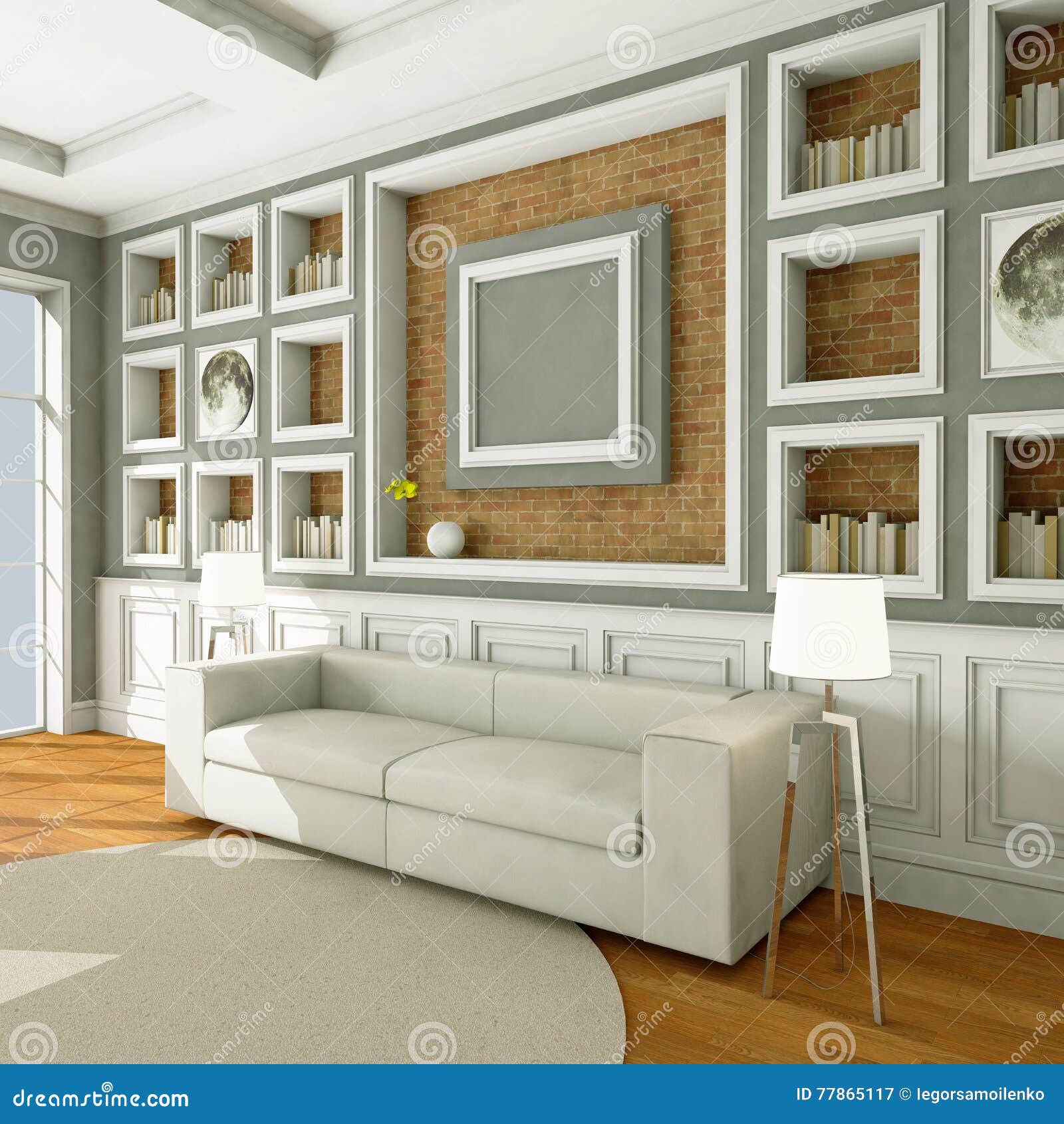 White Style Sofa in Vintage Room Stock Image Image of decor, armchair