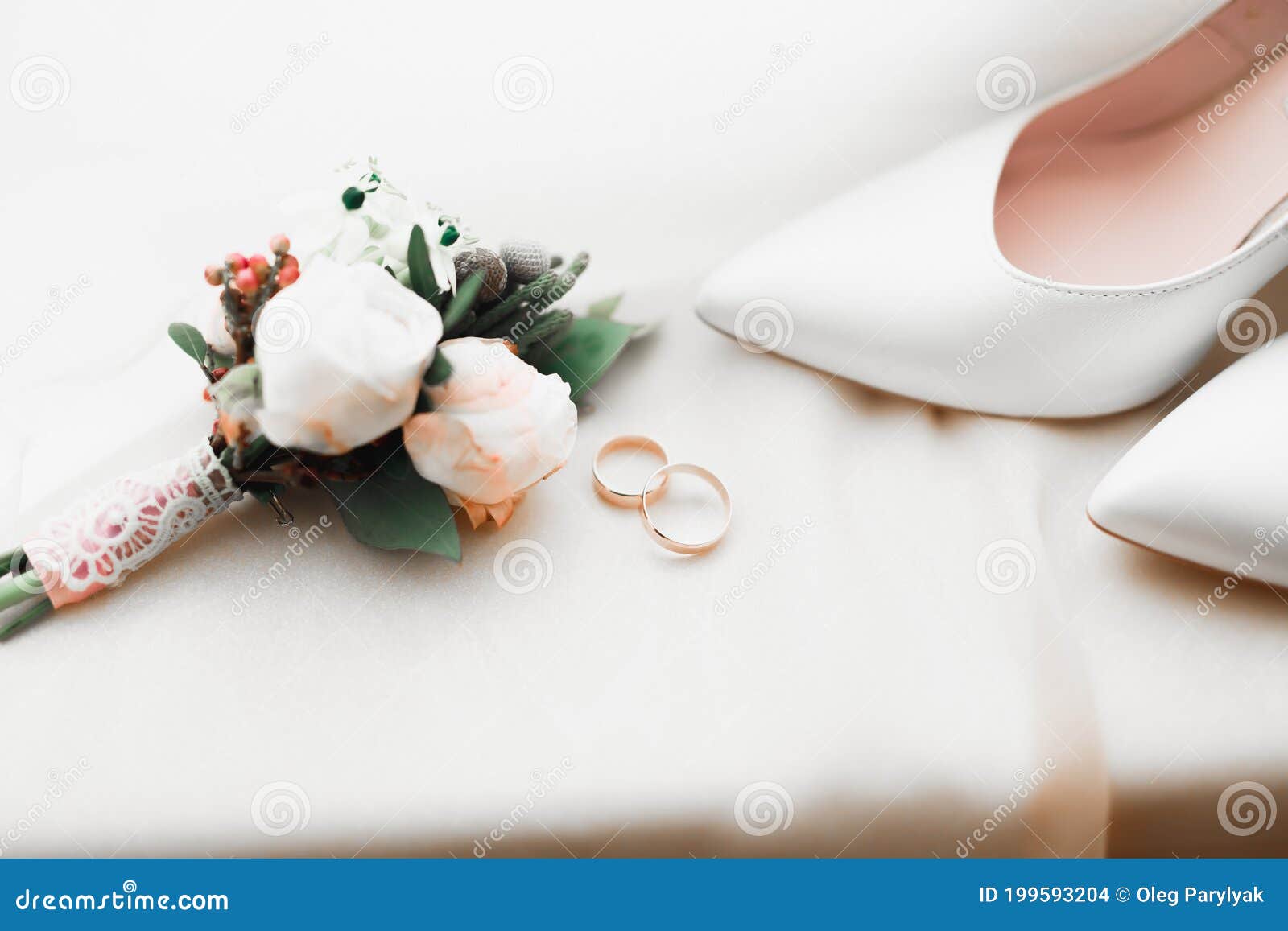 White Stylish Wedding Shoes for Bride. Close-up Stock Photo - Image of ...