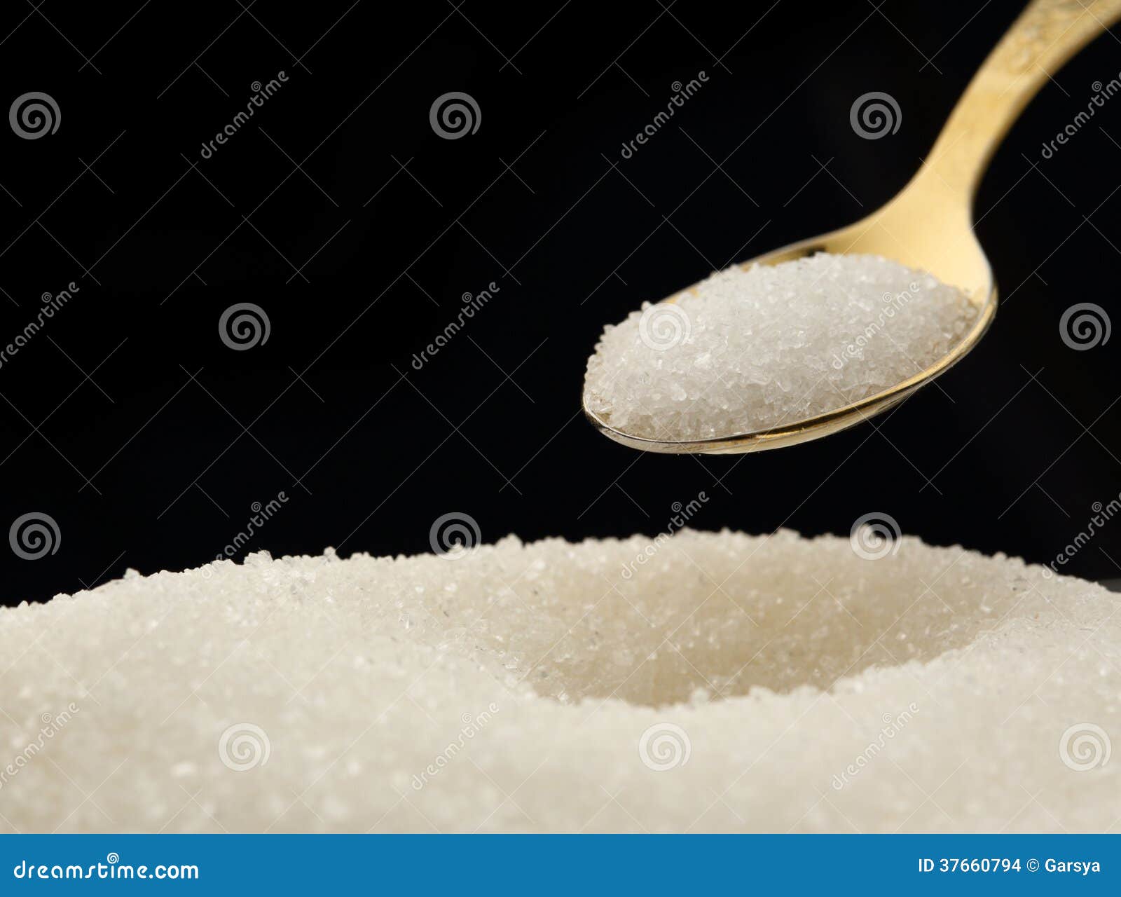 White sugar and spoon stock photo. Image of refined, black 37660794