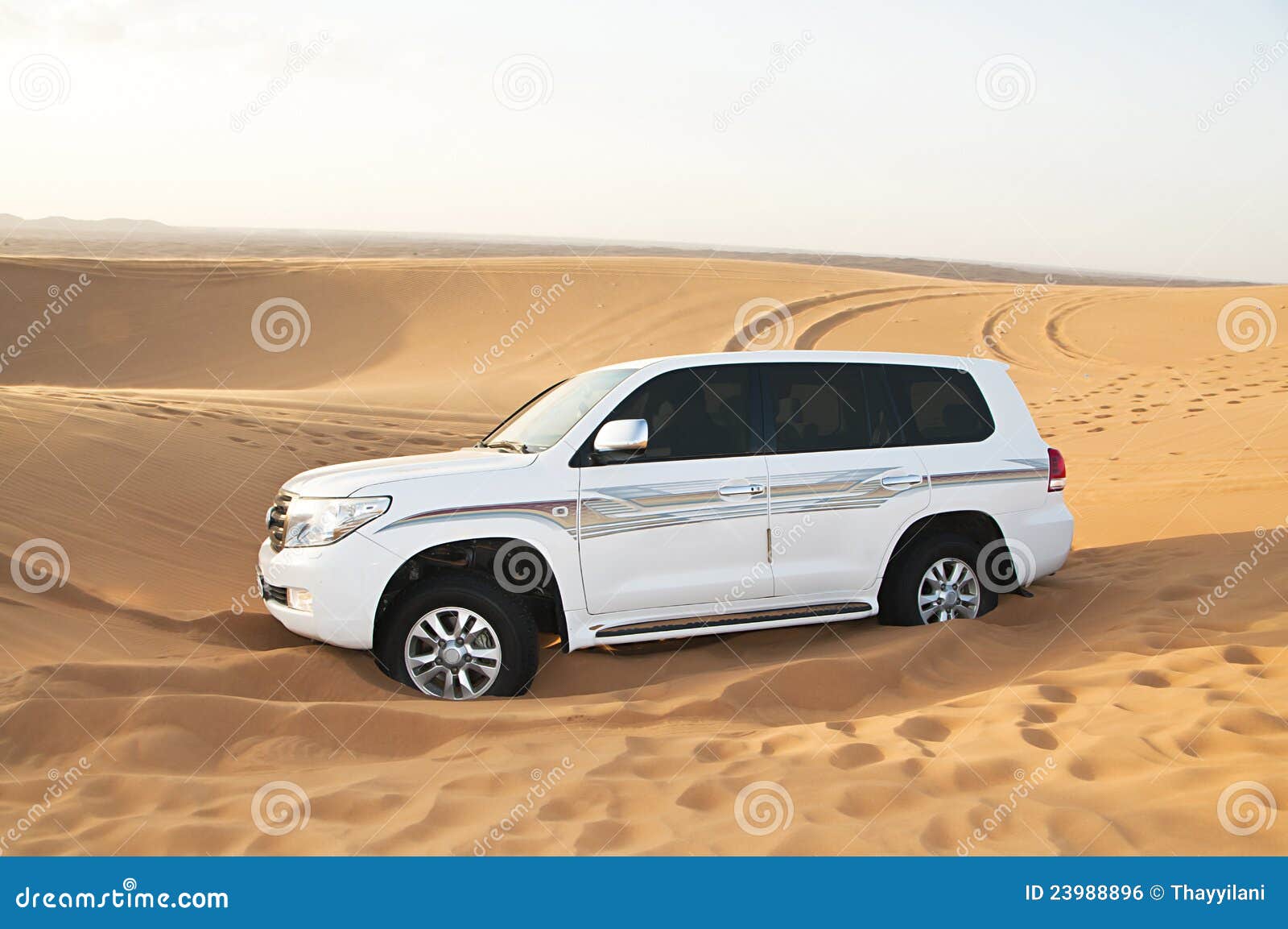 white suv toyota land cruiser in desert