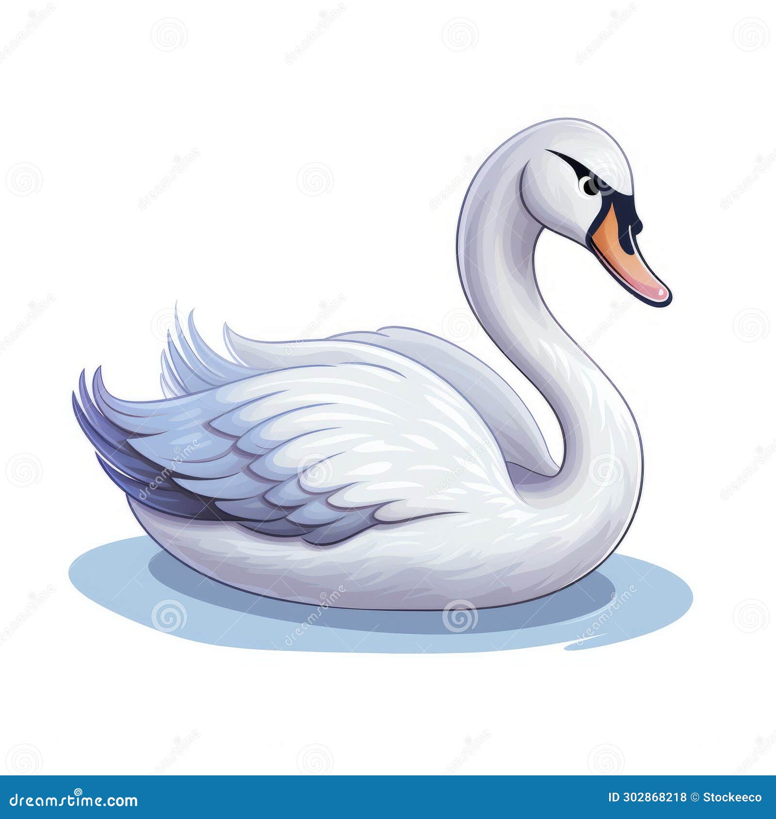 cute 2d swan  on white background