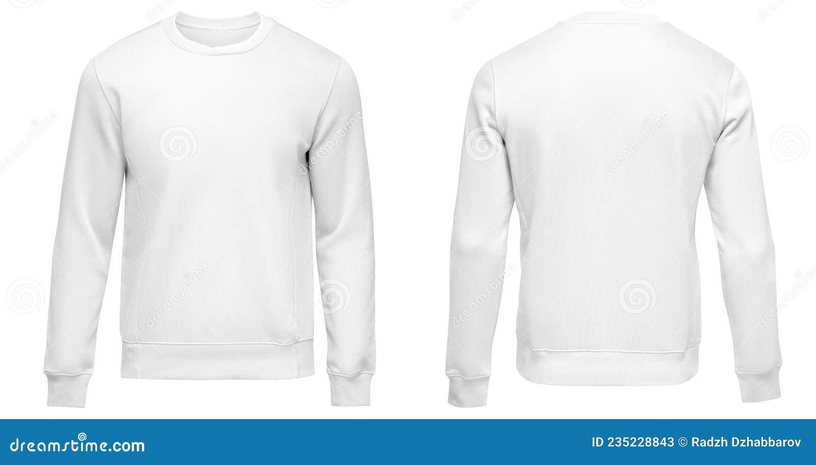White Sweatshirt Template. Pullover Blank with Long Sleeve, Mockup for ...