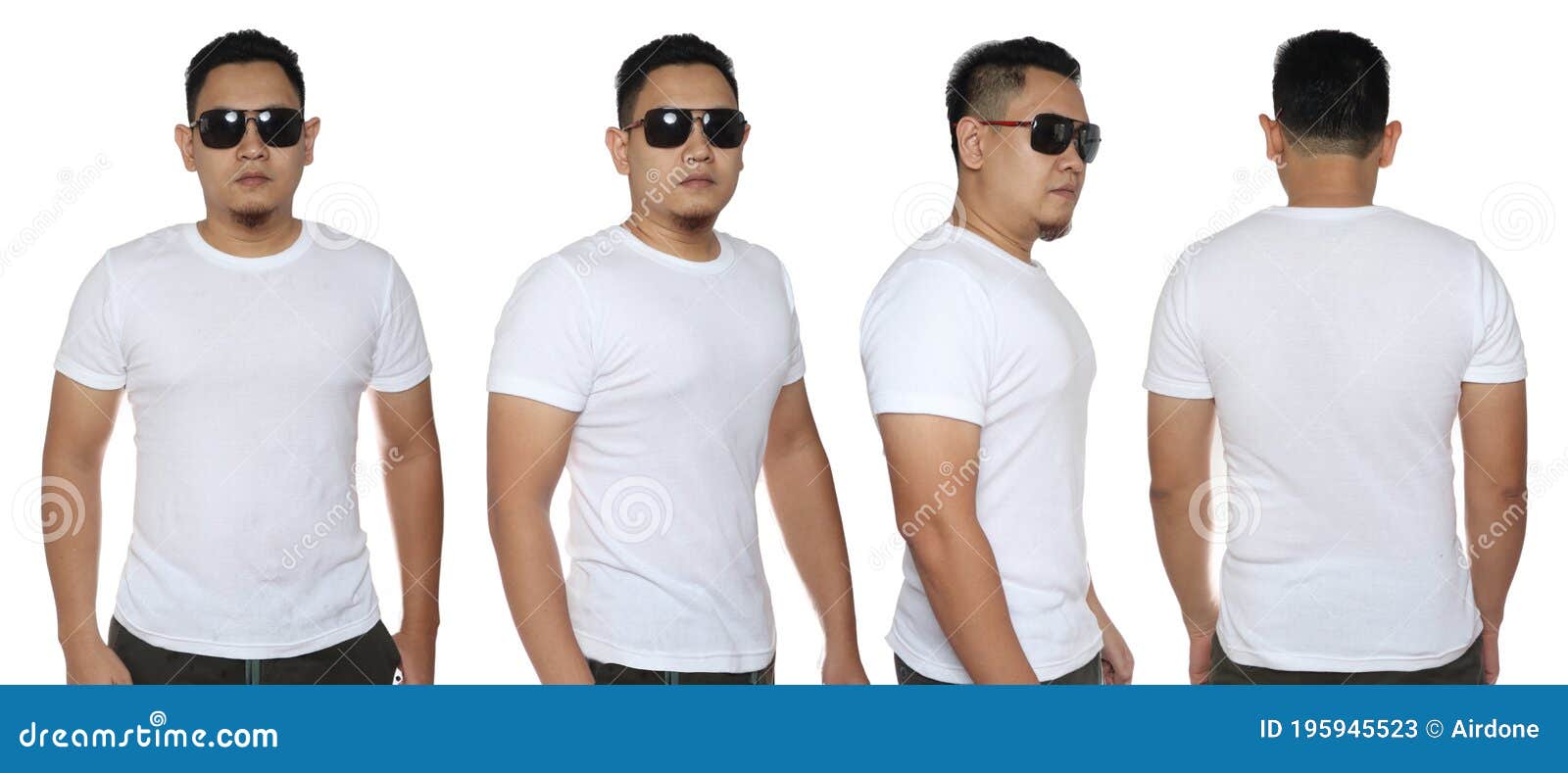Download White T-shirt Mock Up, Front, Side And Back View. Male ...