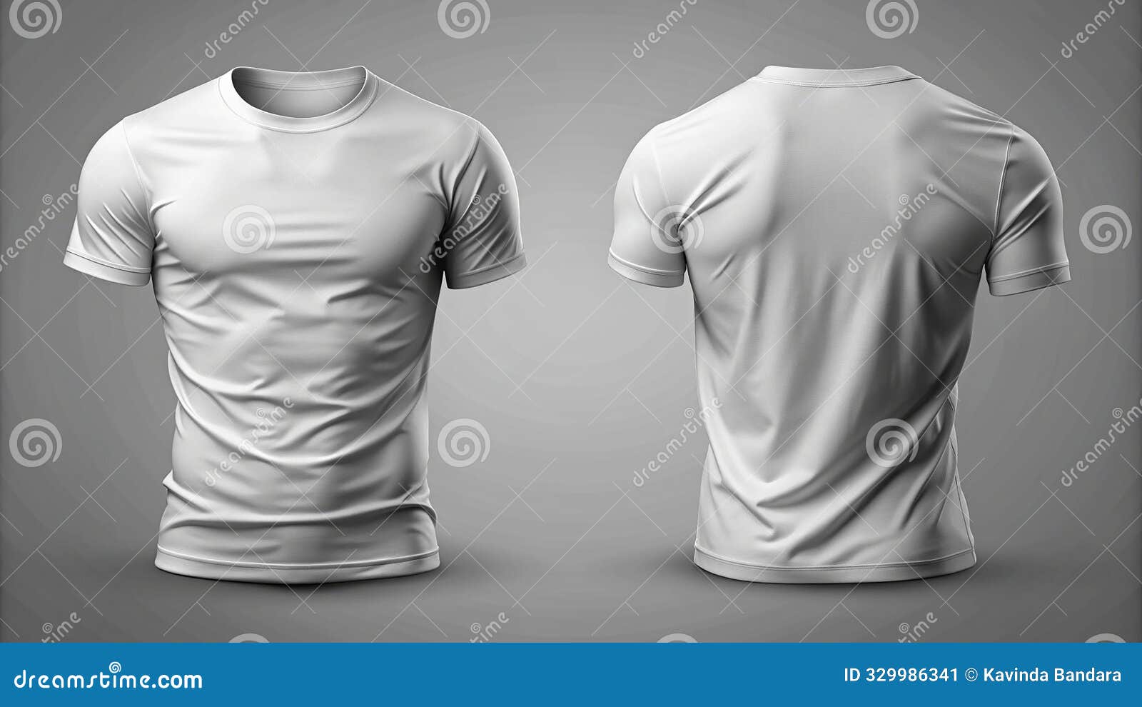 white t-shirt mockup with realistic crease textures, front and back view