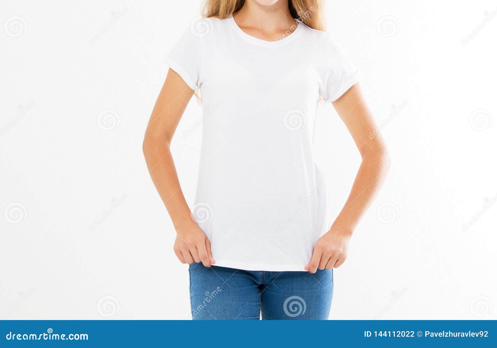 Download White T Shirt T-shirt On A Girl With Perfect Body, Woman ...