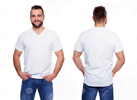 White T Shirt on a Young Man Template Stock Photo - Image of people ...