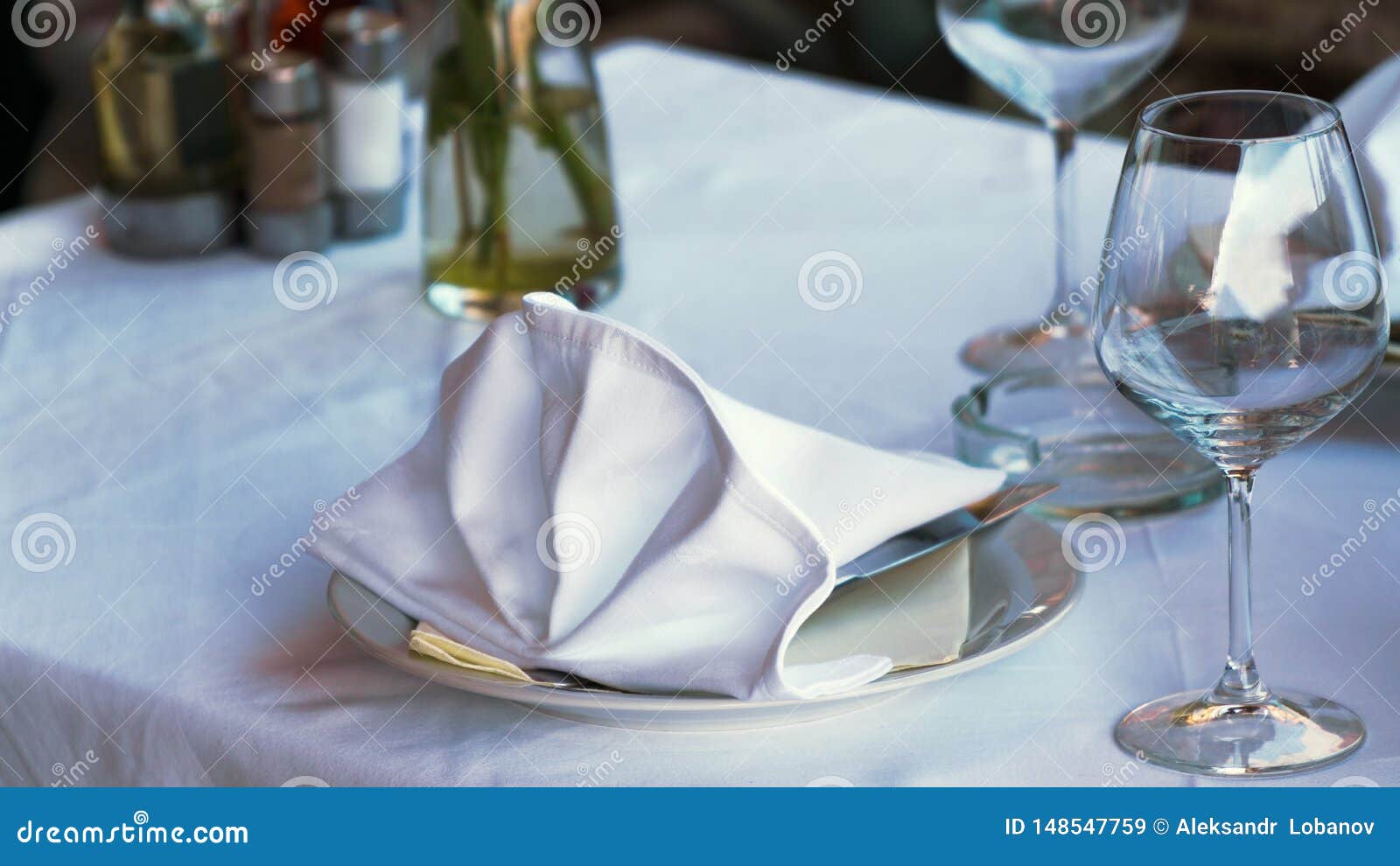 White Table in the Restaurant Stock Image Image of drink, crystal