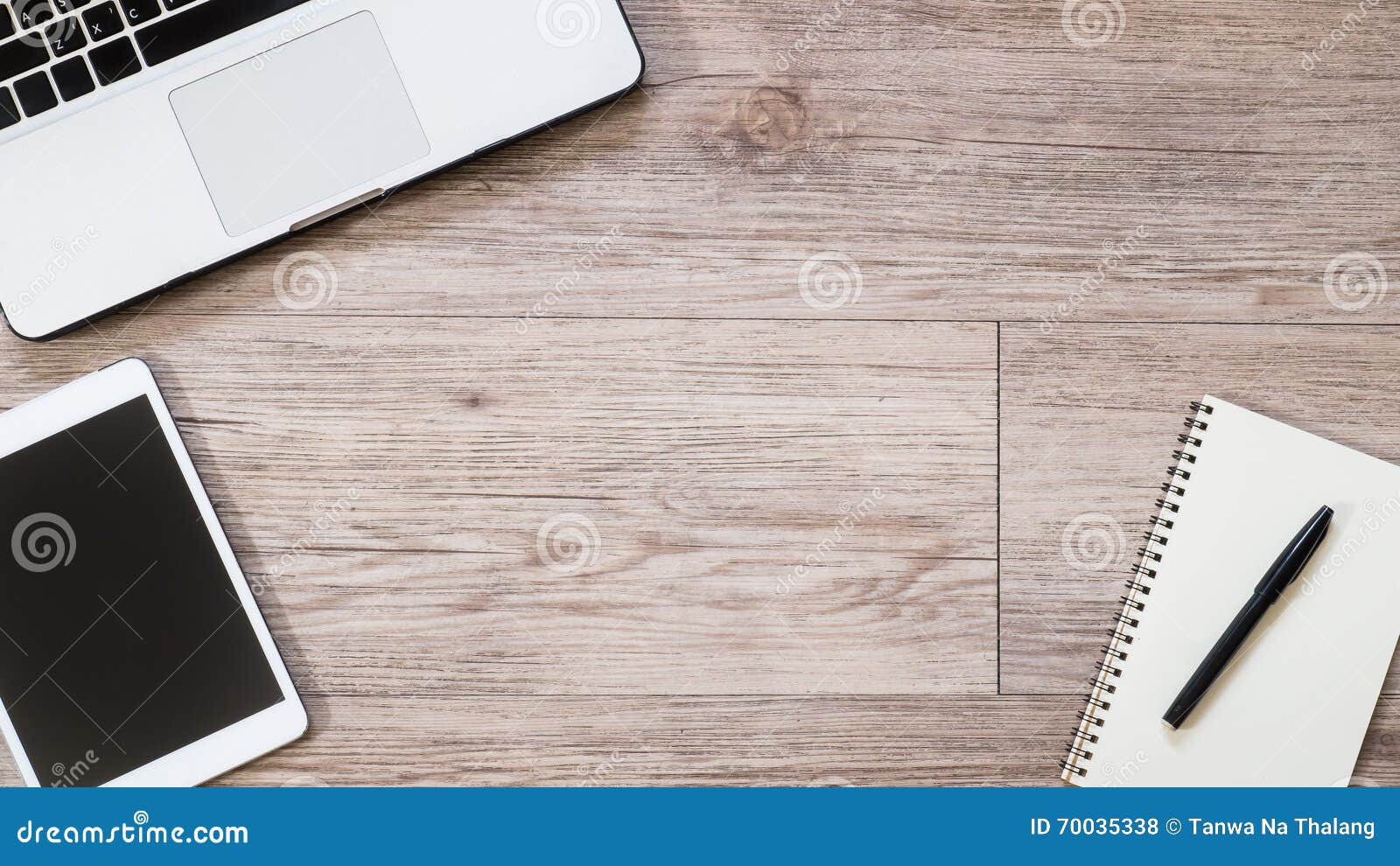 white tablet with blank black screen , laptop computer, noteboo