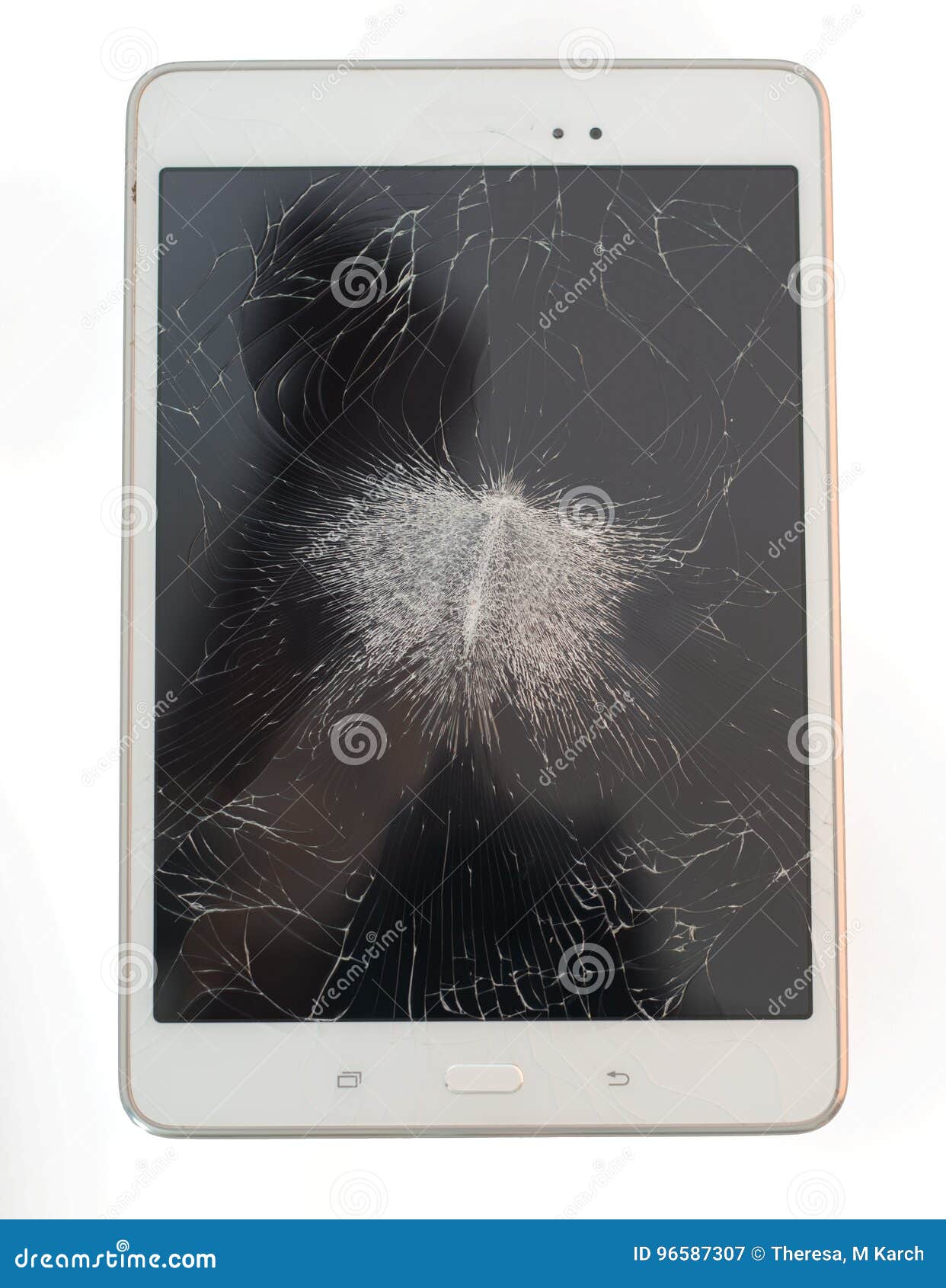 White Tablet with Cracked Screen Stock Image Image of screen, blank