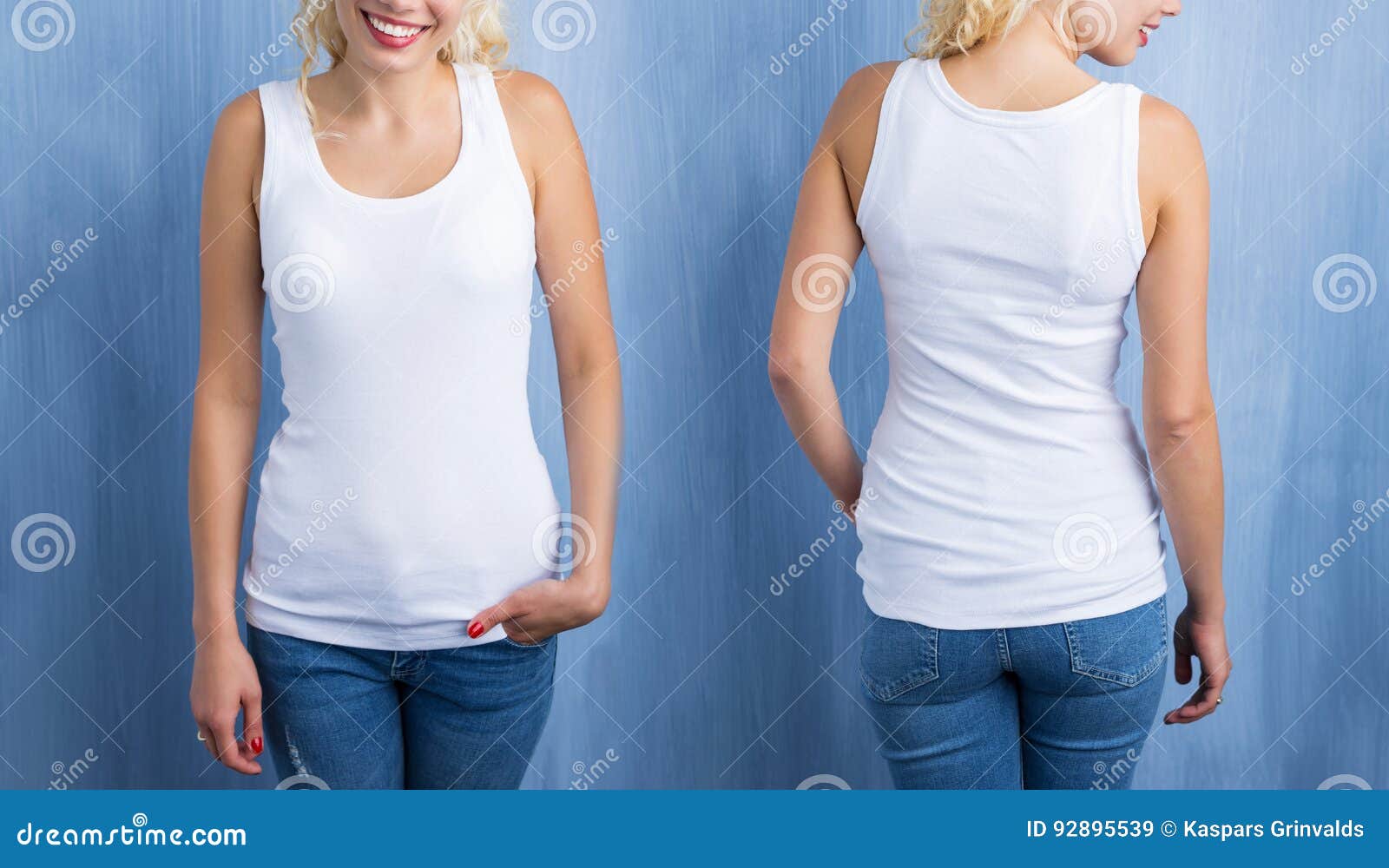 Download White Tank Top Mockup, Front And Back Stock Image - Image ...