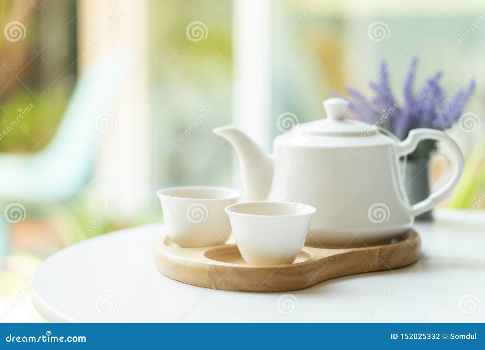 White Teapot Set on a Table Stock Photo - Image of clean, background ...