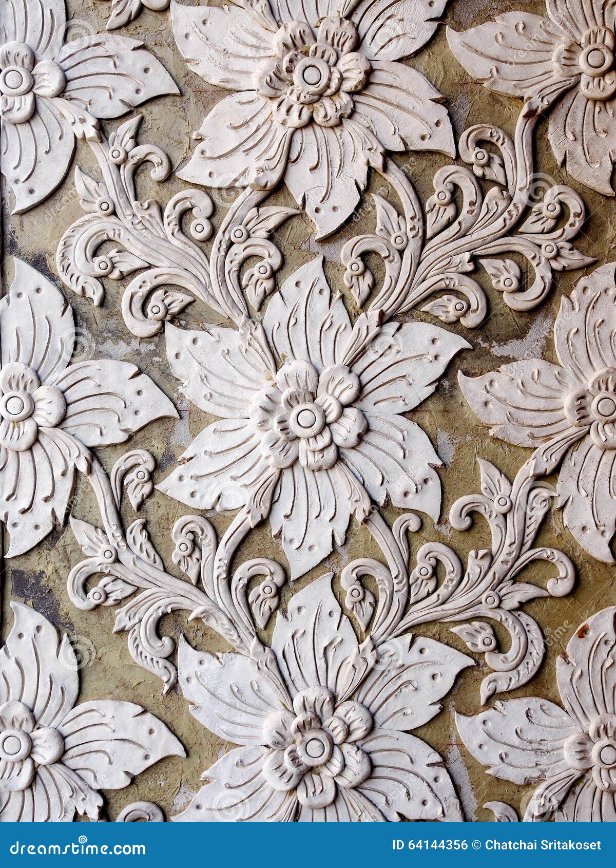 White Thai Art Stucco Wall in Thai Temple Stock Photo Image of