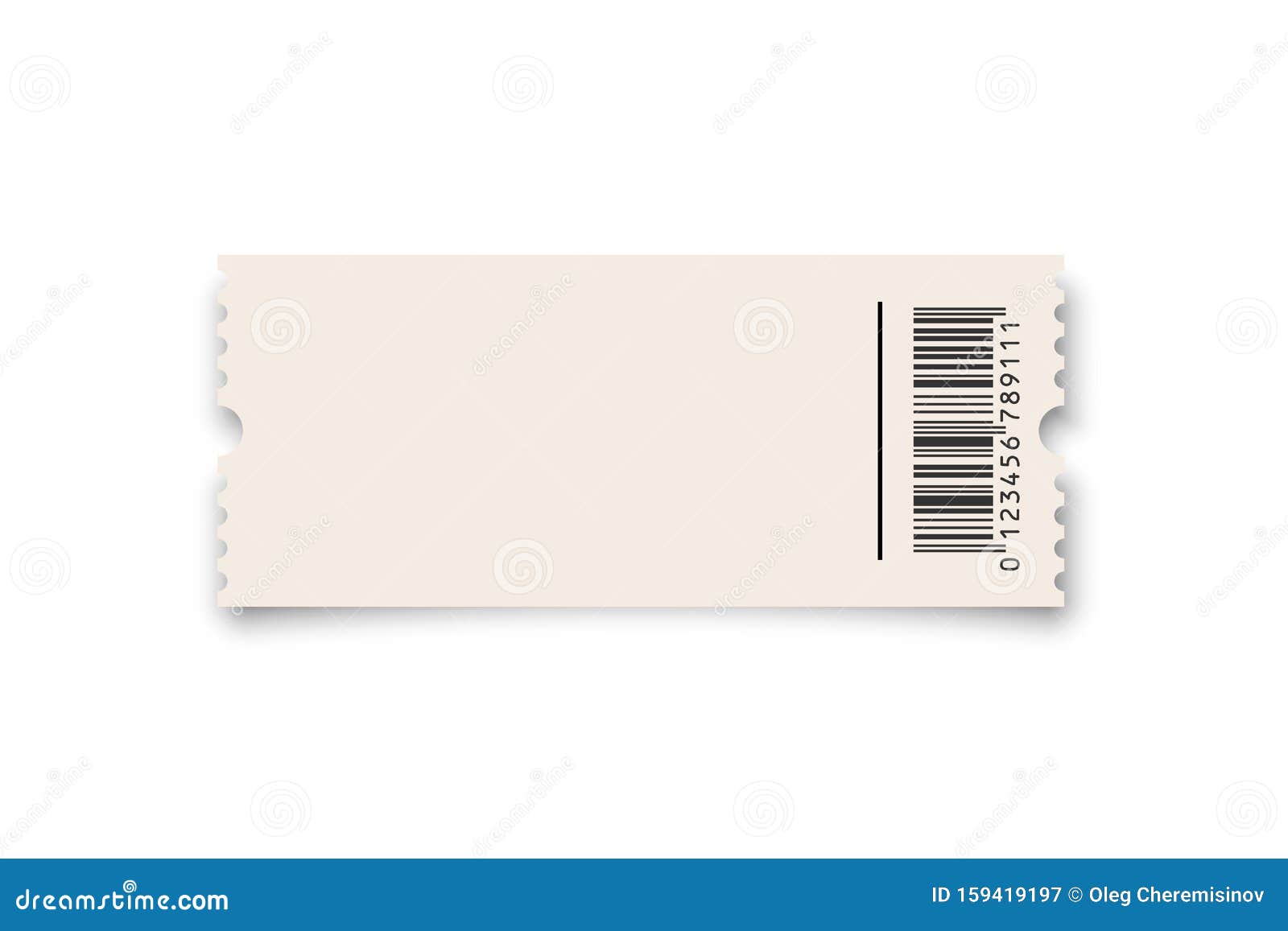 White Ticket Or Coupon With Barcode Template Isolated On White
