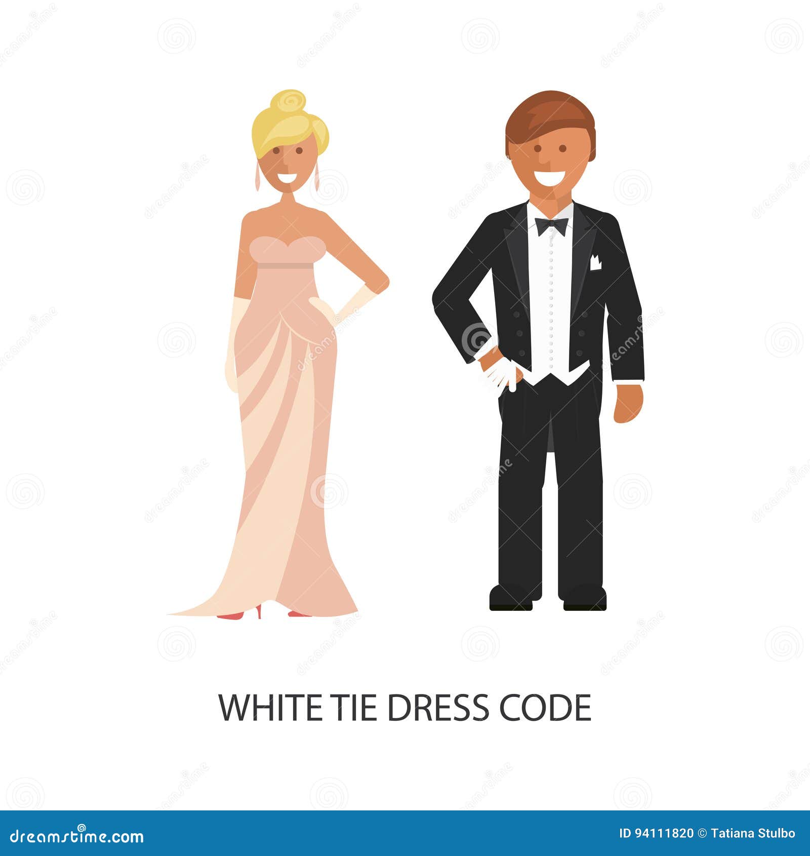 White tie dress code. stock vector. Illustration of business - 94111820