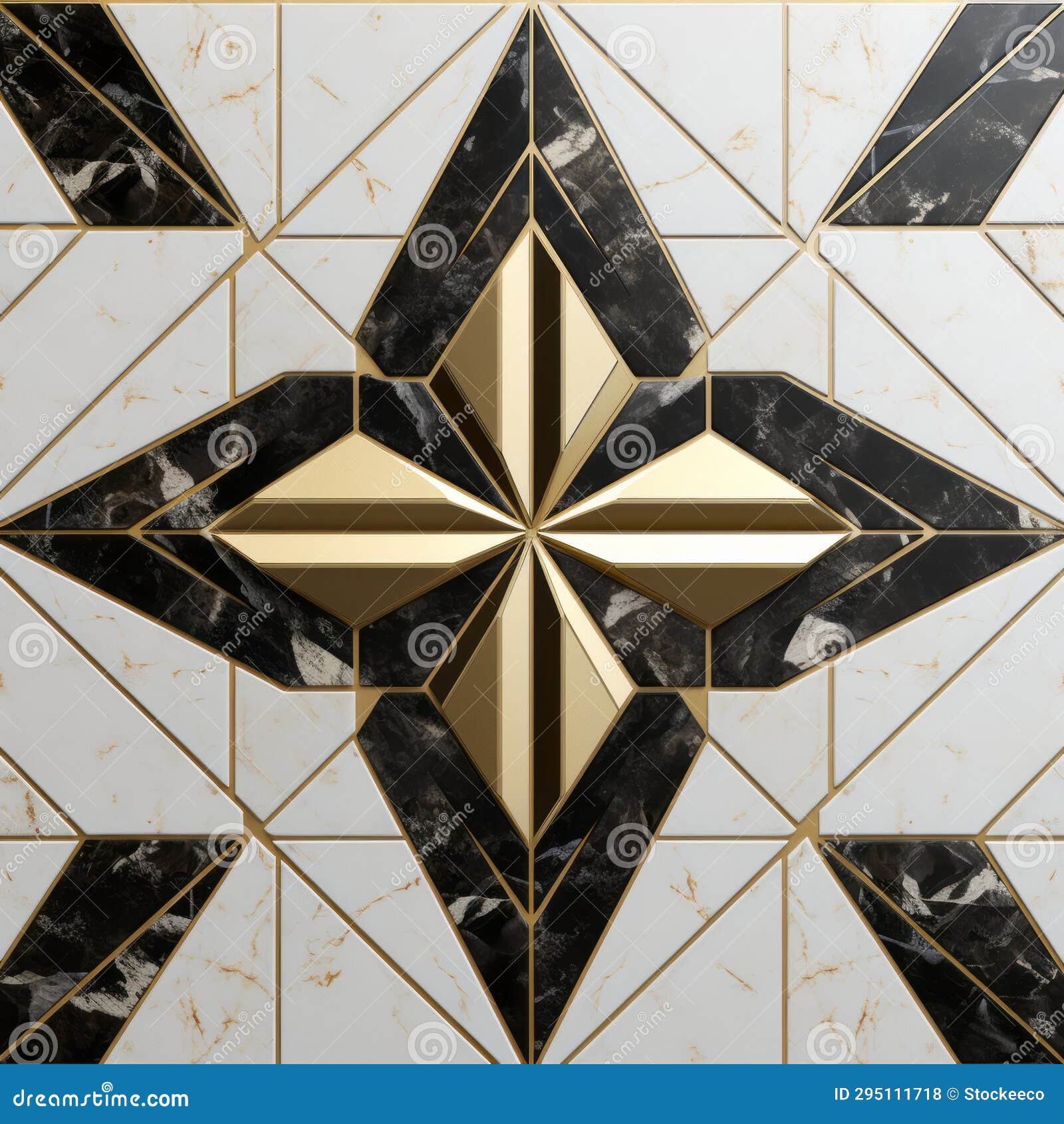 Golden and Black Geometric Tile with Realistic Details Stock