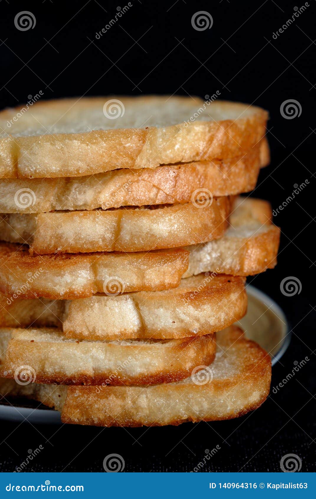 White Toasted Bread Stacked in a Pile on a Plate Stock Photo Image of