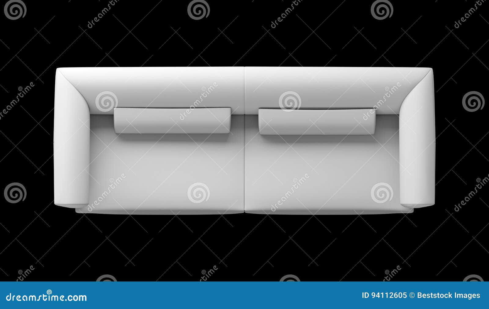 White Top View Two Seat Sofa Illustration with Two Bolsters. Stock  Illustration - Illustration of design, isolated: 94112605