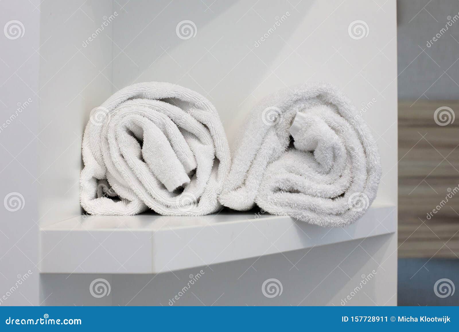 Towels in hotel bathroom stock image. Image of bath 157728911