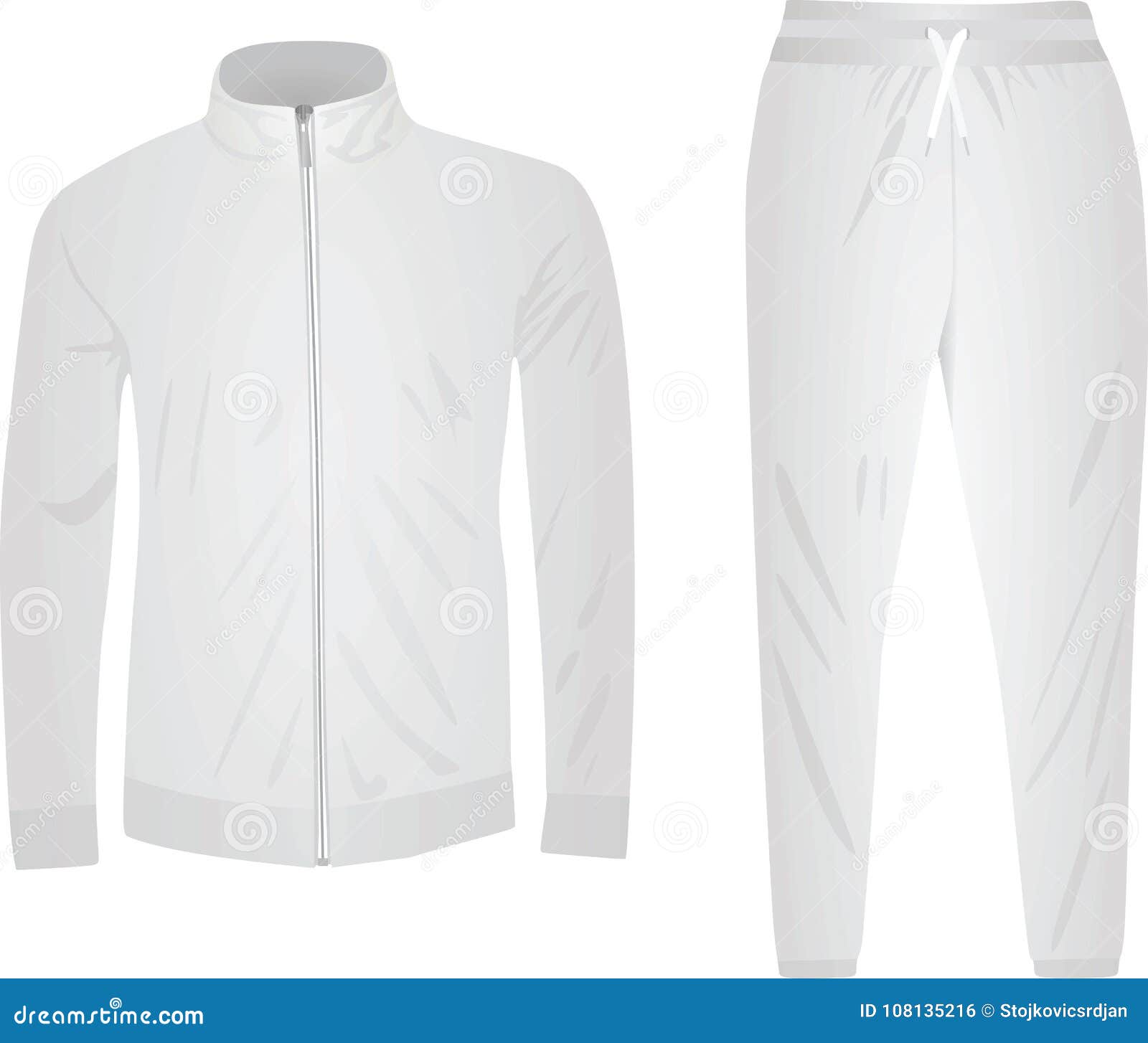 White Tracksuit, Front And Back View Vector Illustration ...