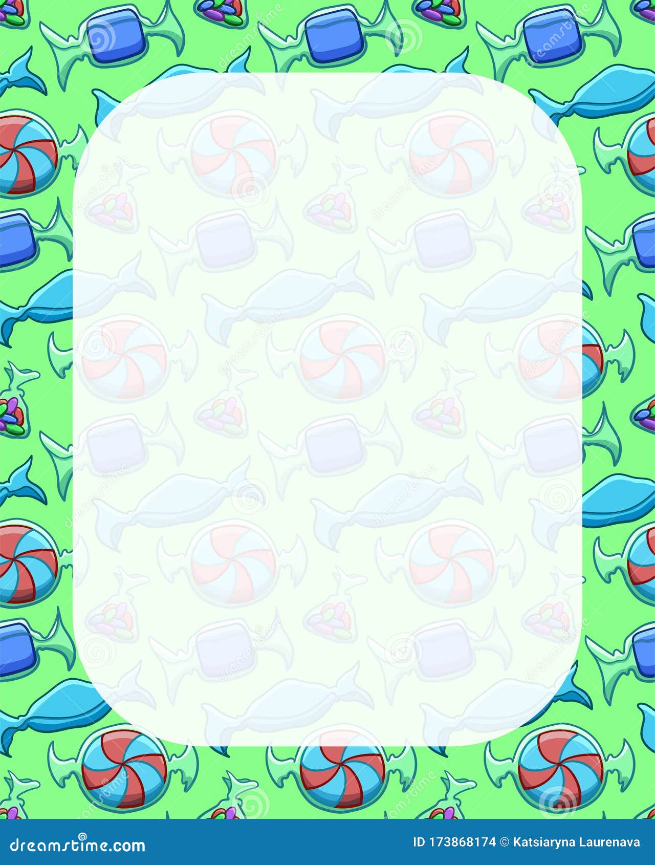 White Transparent Copy Space on Blue Candies Pattern Stock Illustration