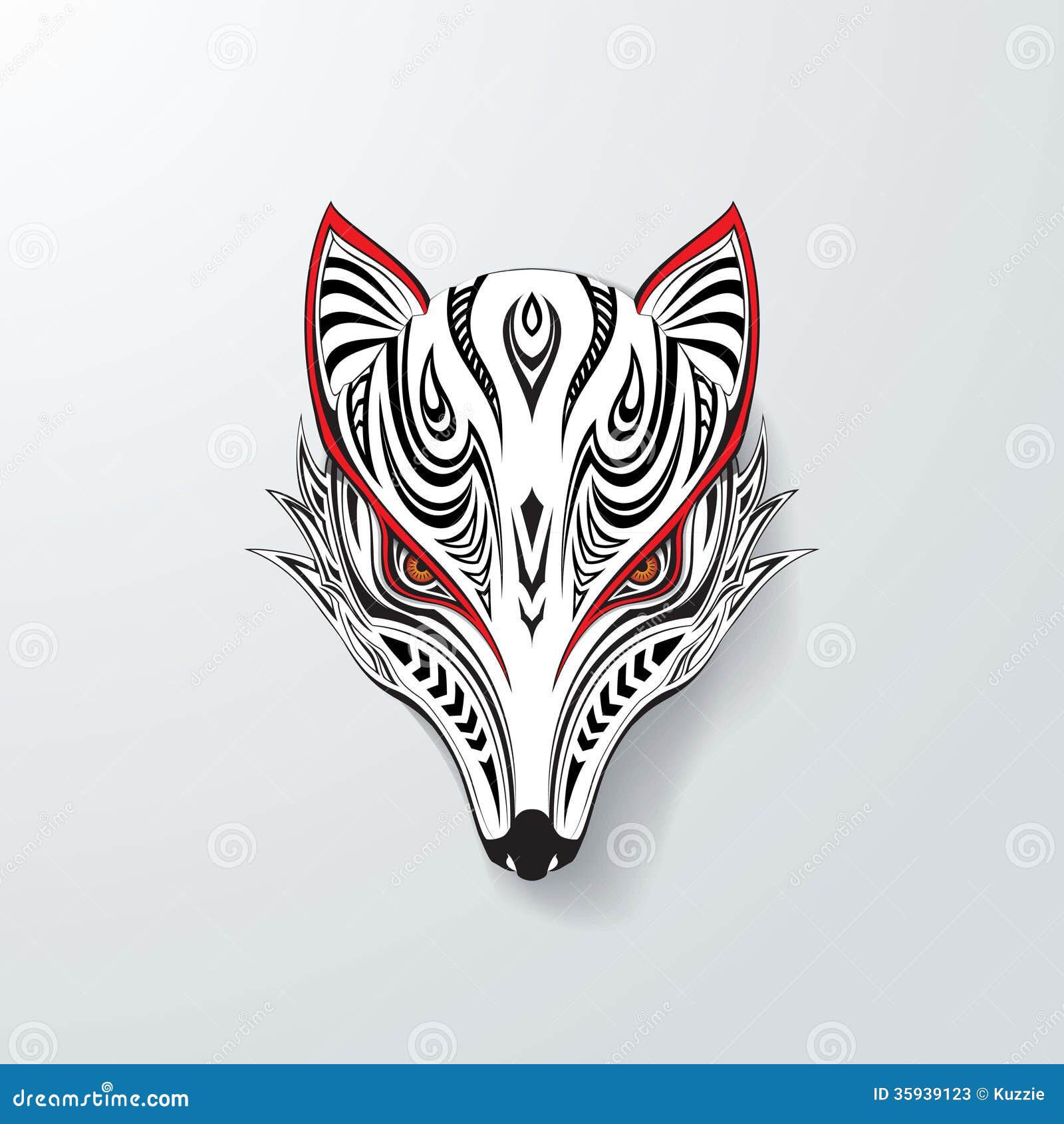 White tribal Fox stock vector. Illustration of abstract - 35939123