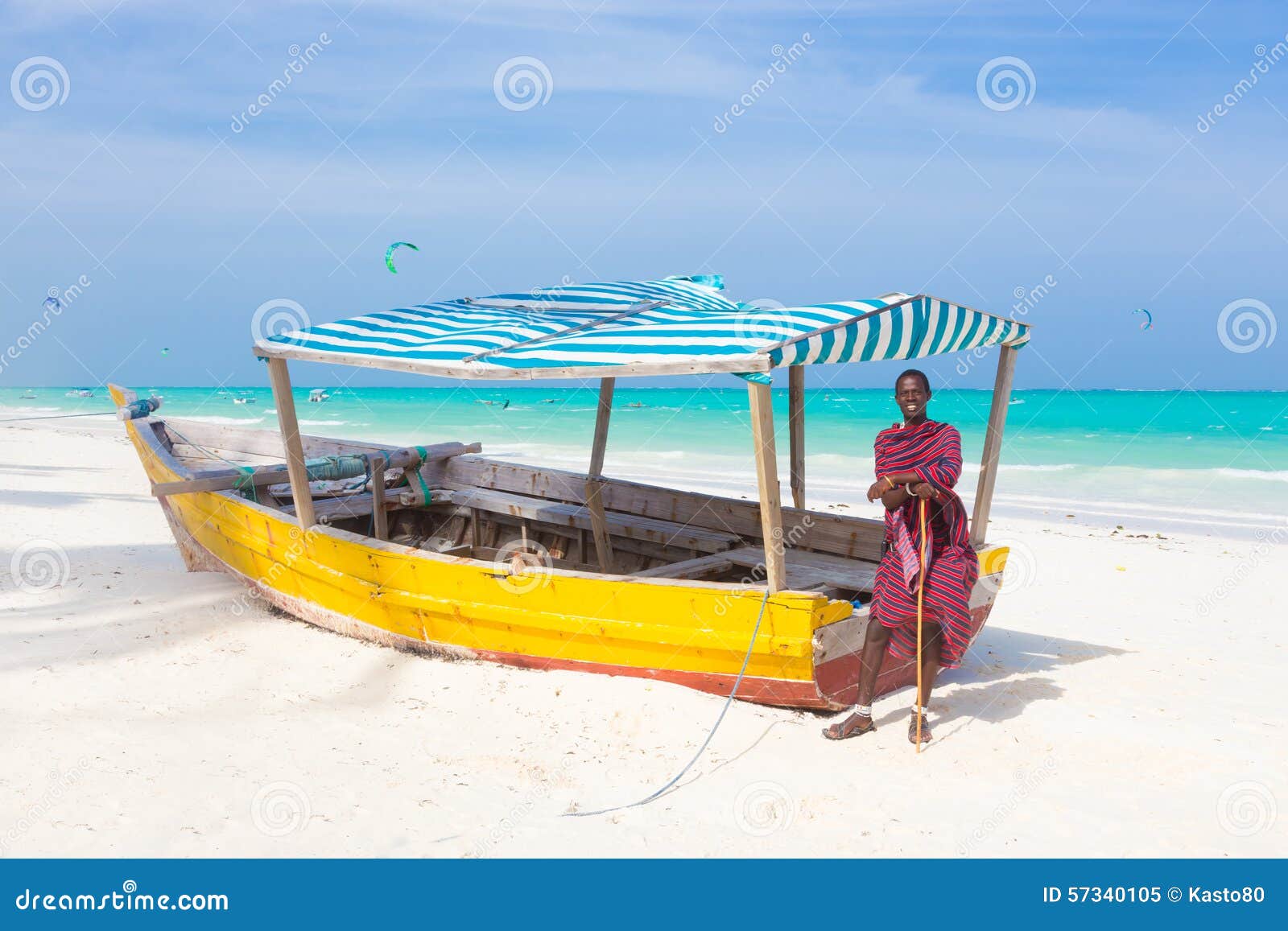 white tropical sandy beach on zanzibar.