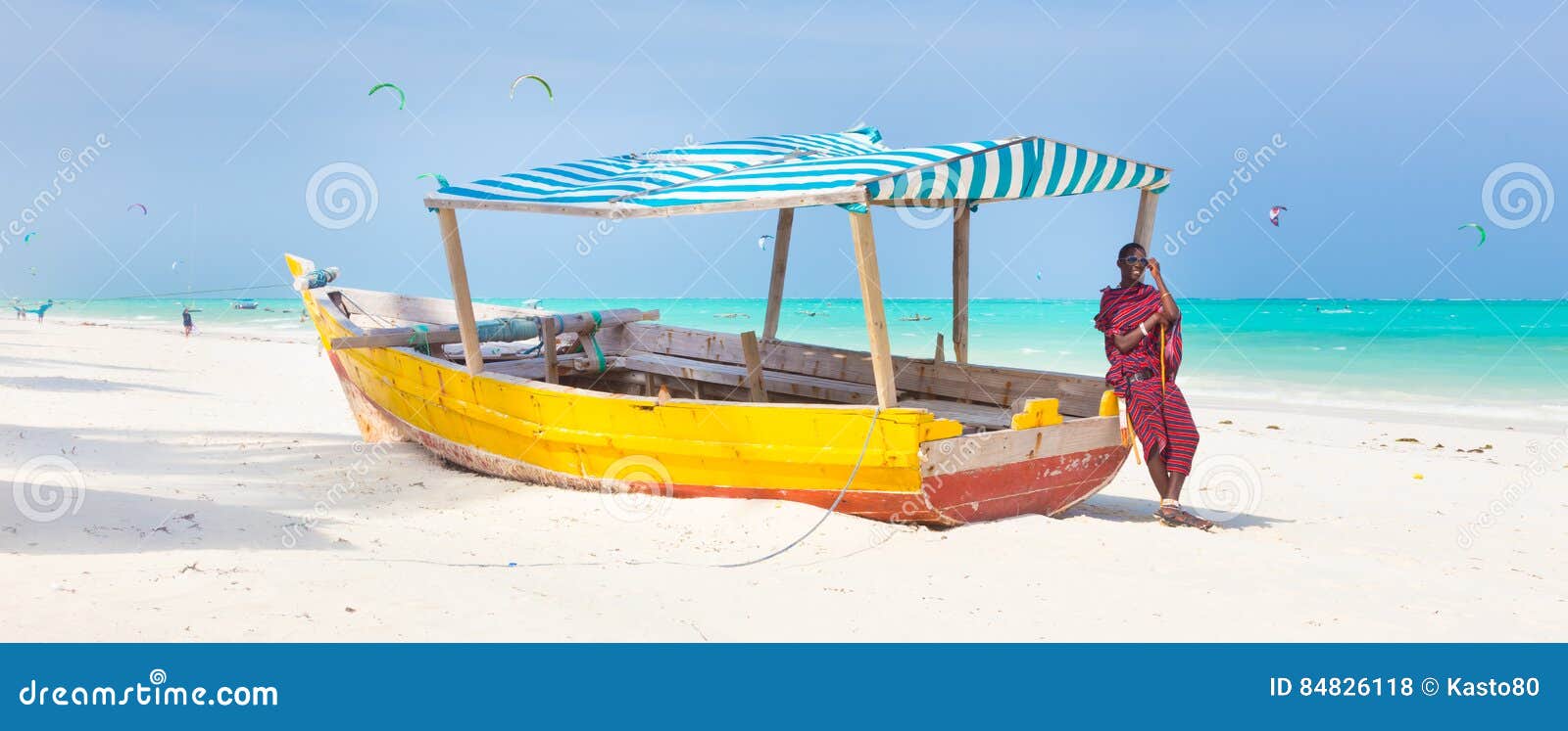 white tropical sandy beach on zanzibar.