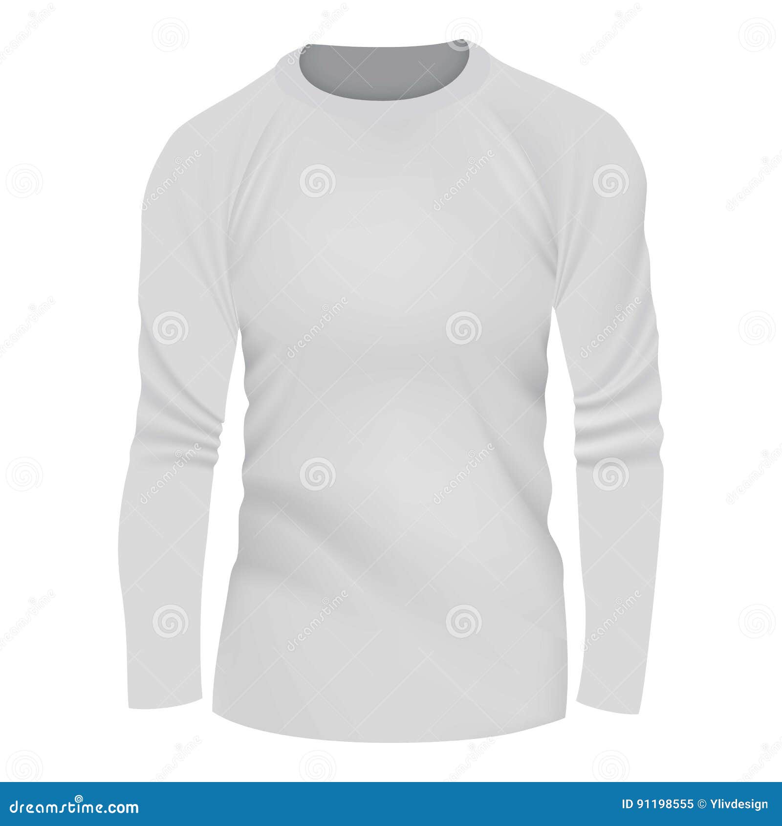 White Tshirt Long Sleeve Mockup, Realistic Style Cartoon Vector | CartoonDealer.com #91198555