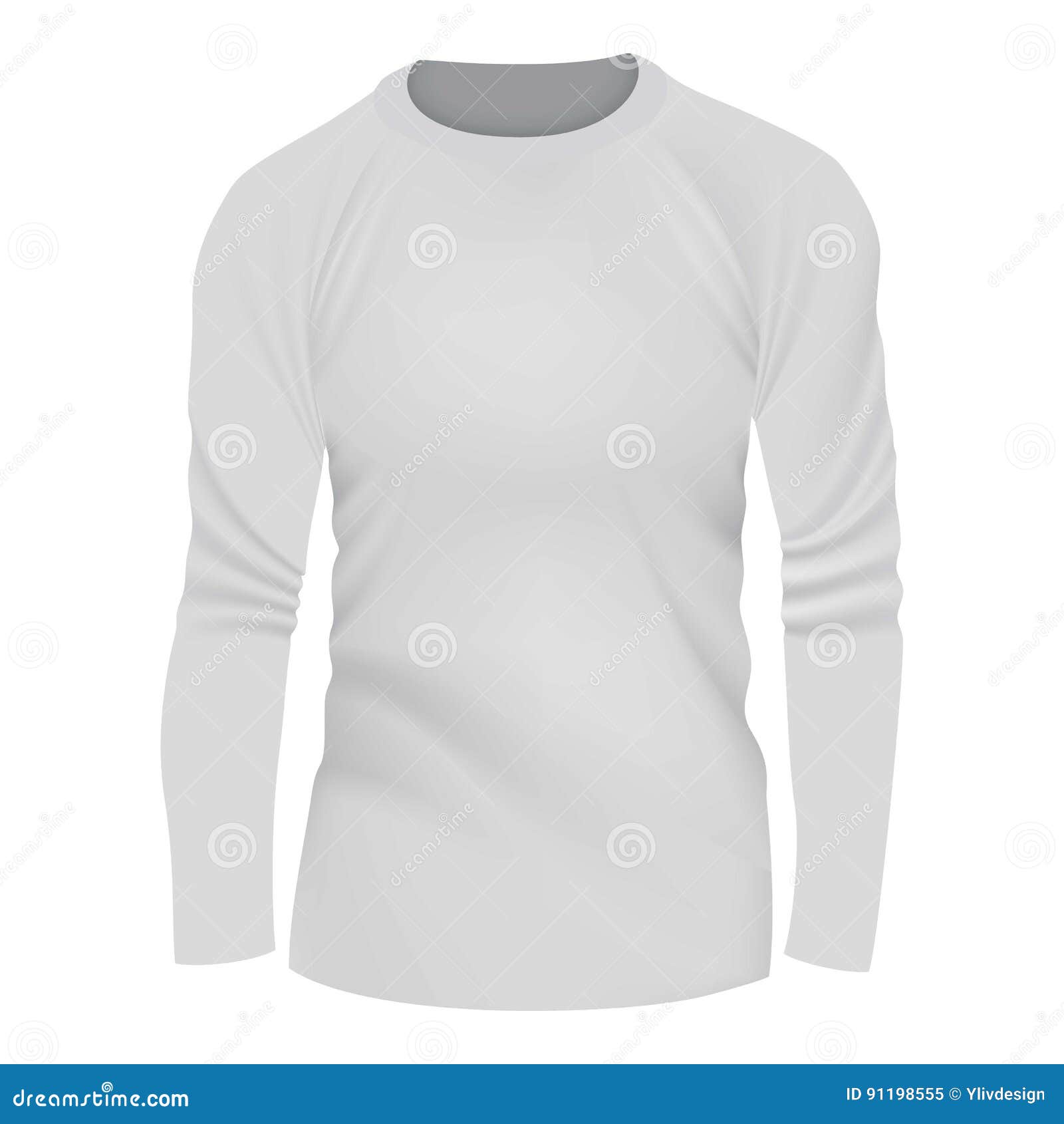 White Tshirt Long Sleeve Mockup, Realistic Style Stock Vector ...