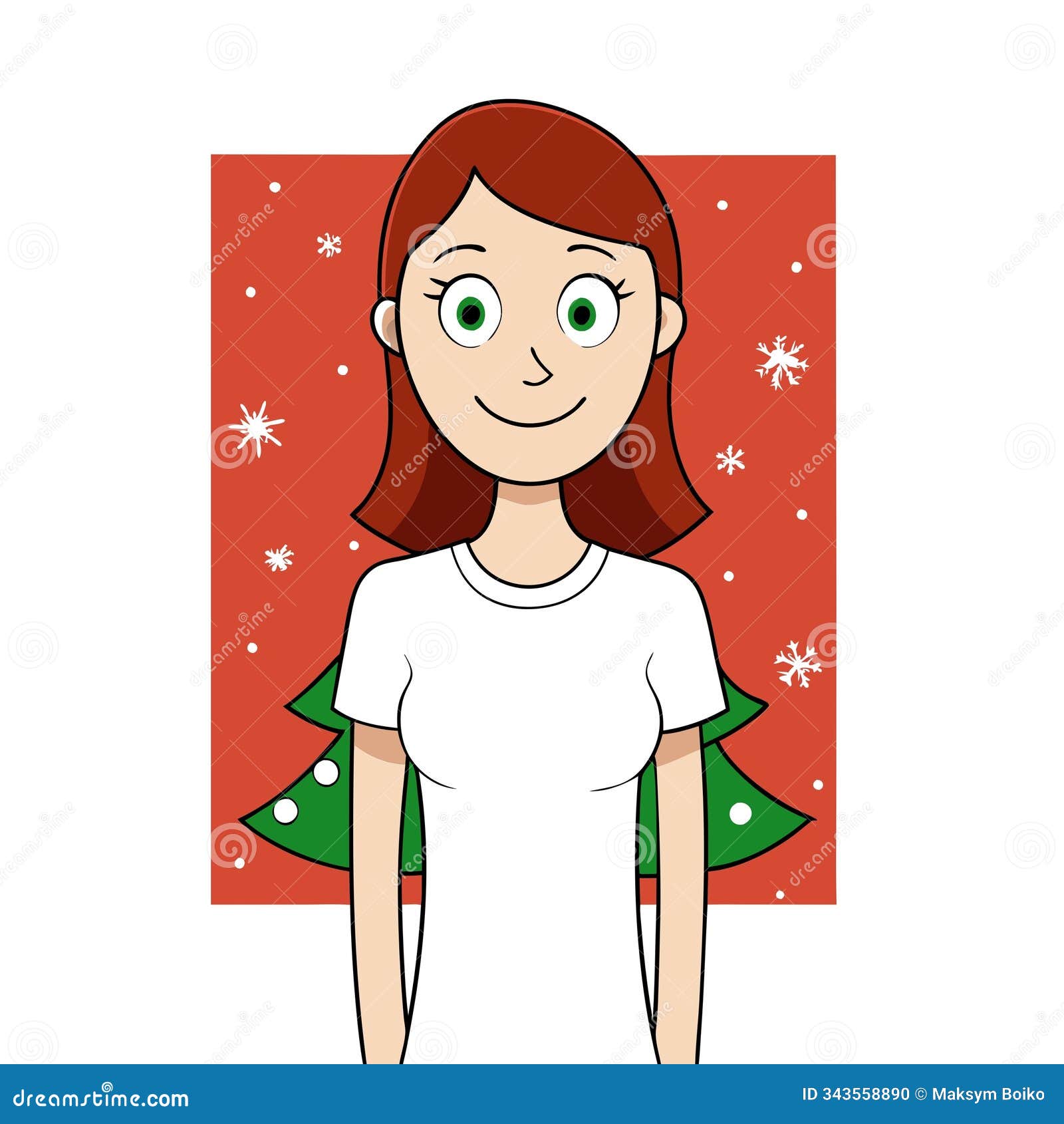 white tshirt worn by female model on christmas themed background for mock up