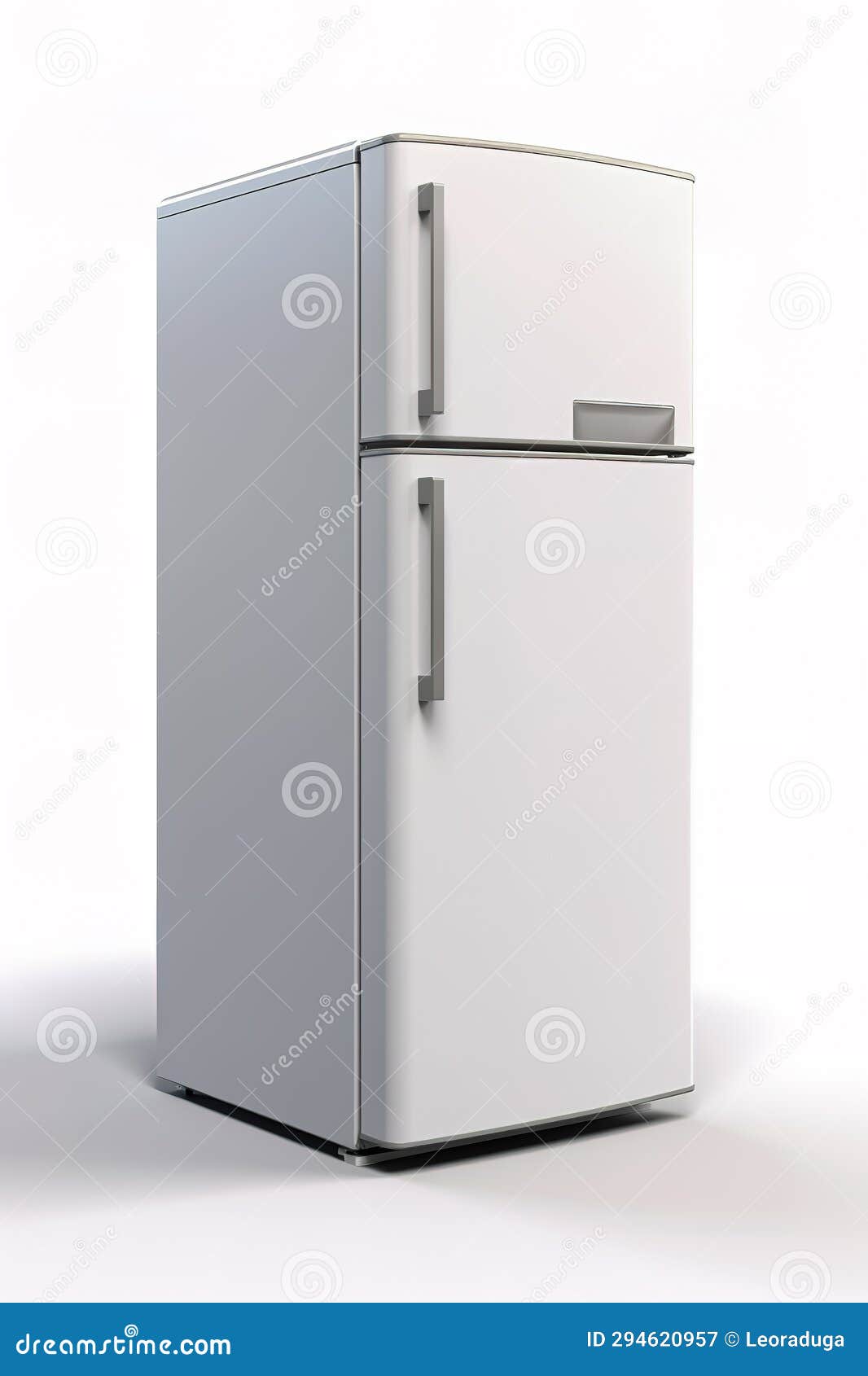 White Two Chamber Refrigerator on White Background Stock Illustration