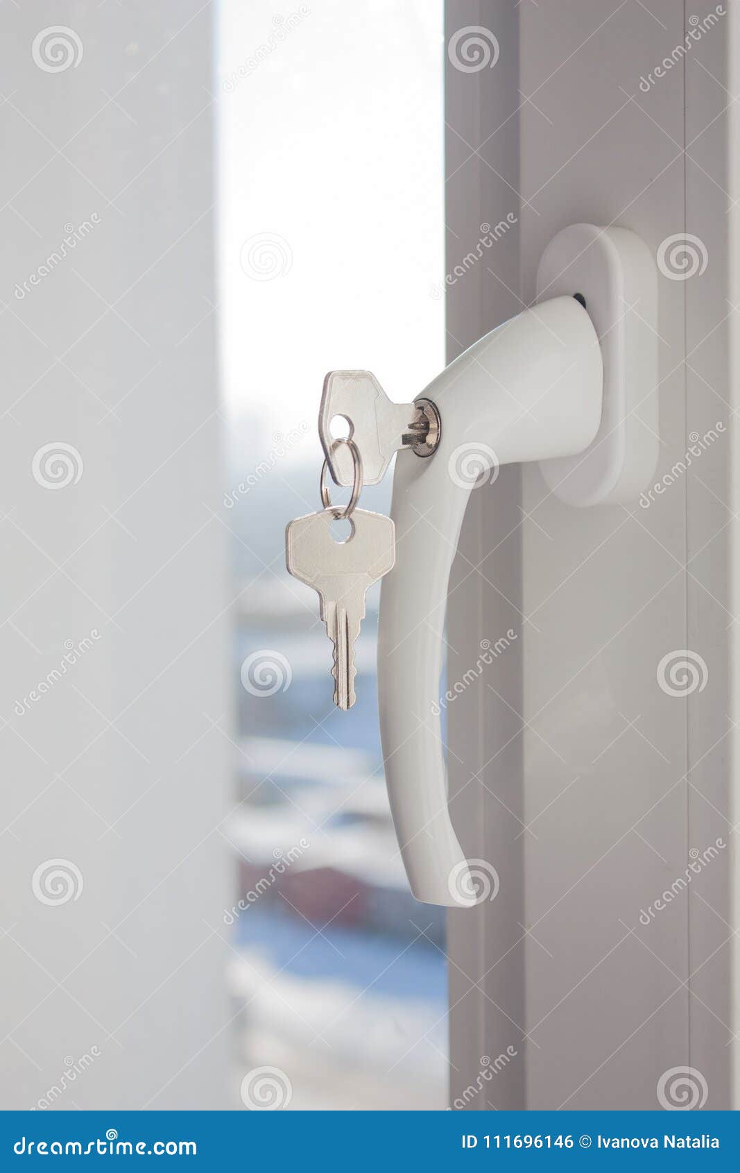 White UPVC Window with Lockable Handle Stock Photo - Image of reliable