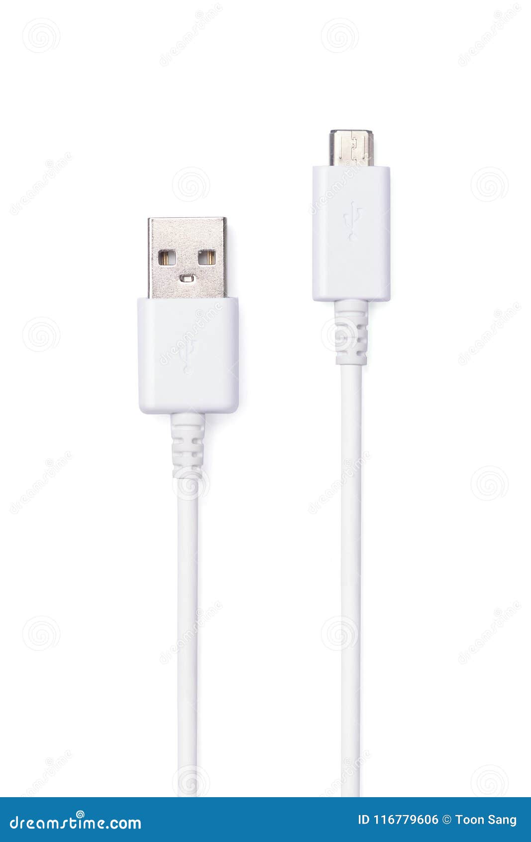 White USB and Micro USB Cable Plug Stock Photo Image of cable, closeup 116779606