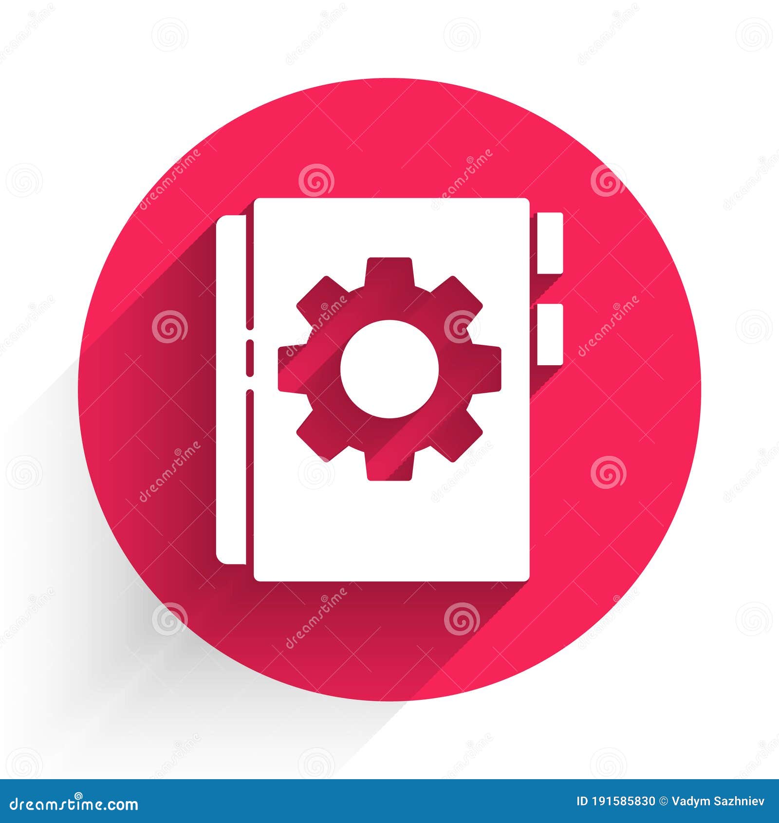 White User Manual Icon Isolated with Long Shadow. User Guide Book