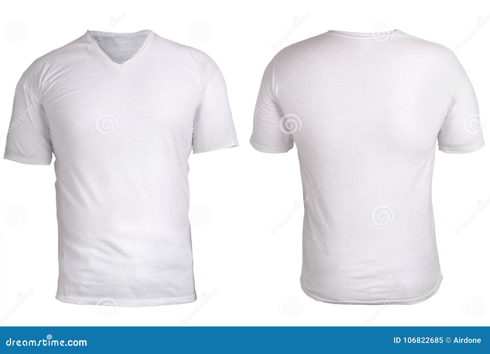 White V-neck Shirt Mockup Template Stock Image - Image of body, uniform ...