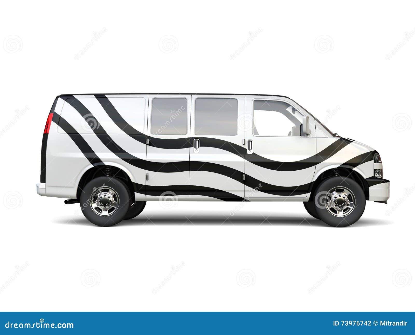 White Van with Black Racing Stripes Stock Image route, black: 73976742