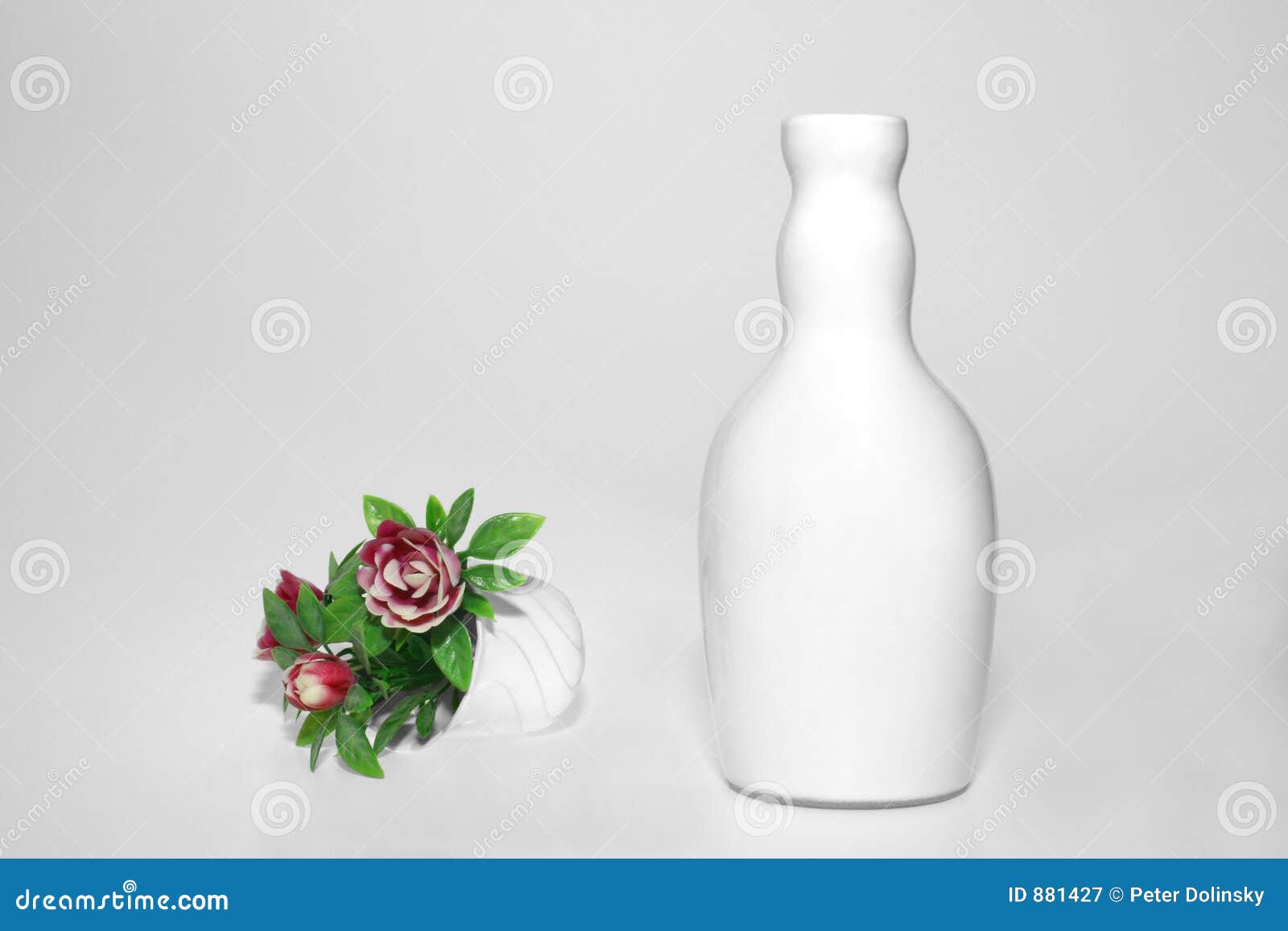 white vase and flowers