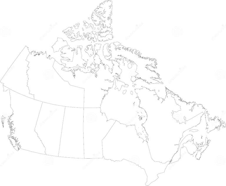 White map of Canada stock vector. Illustration of names - 202269573