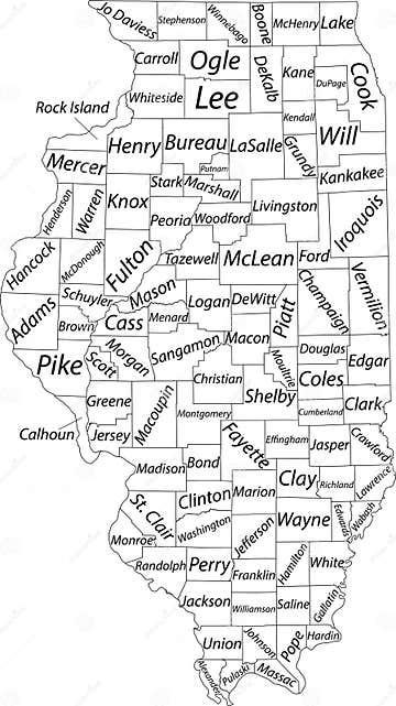 White Counties Map of Illinois, USA Stock Vector - Illustration of