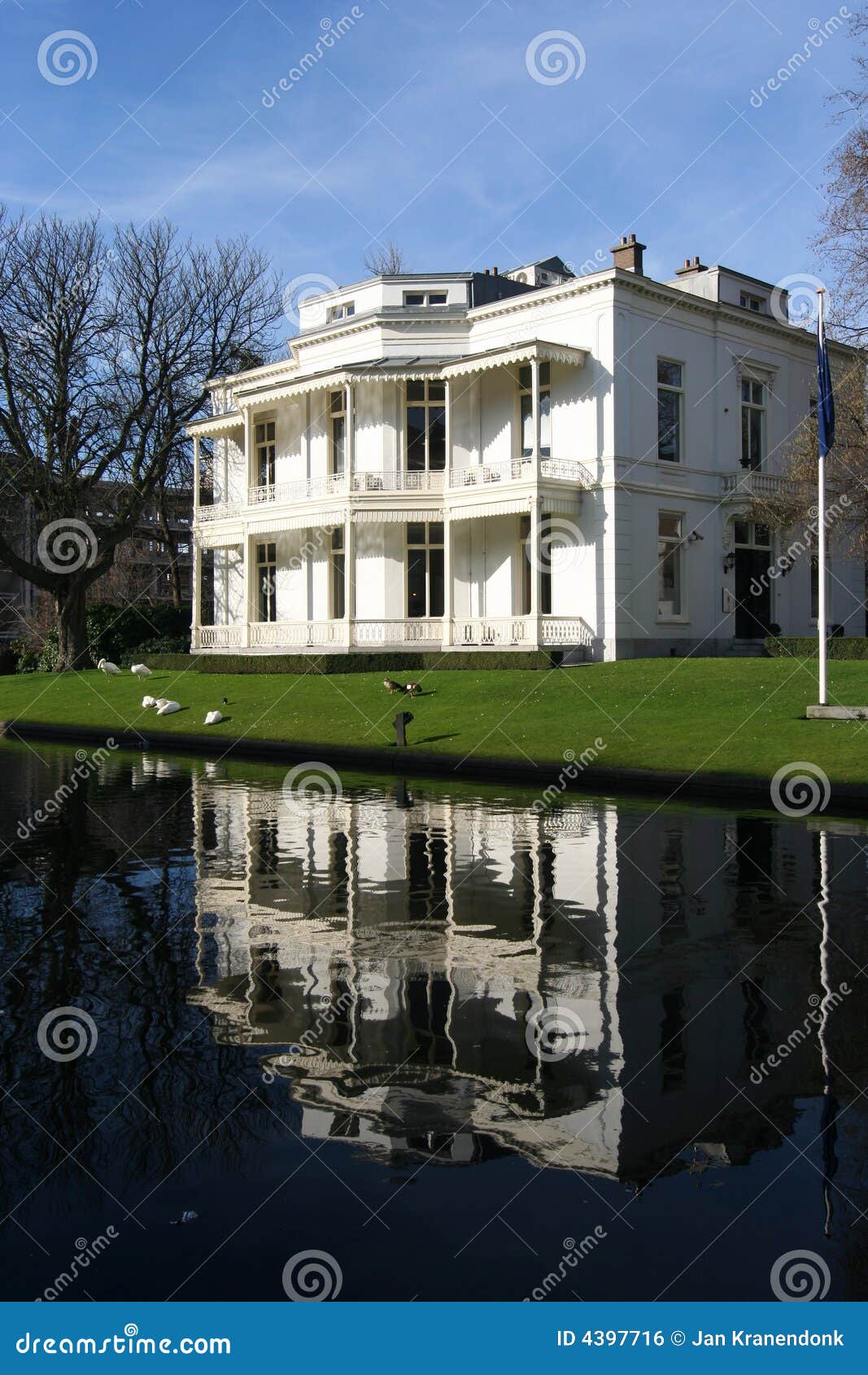 White Villa stock photo. Image of lawn, swans, colonial 4397716