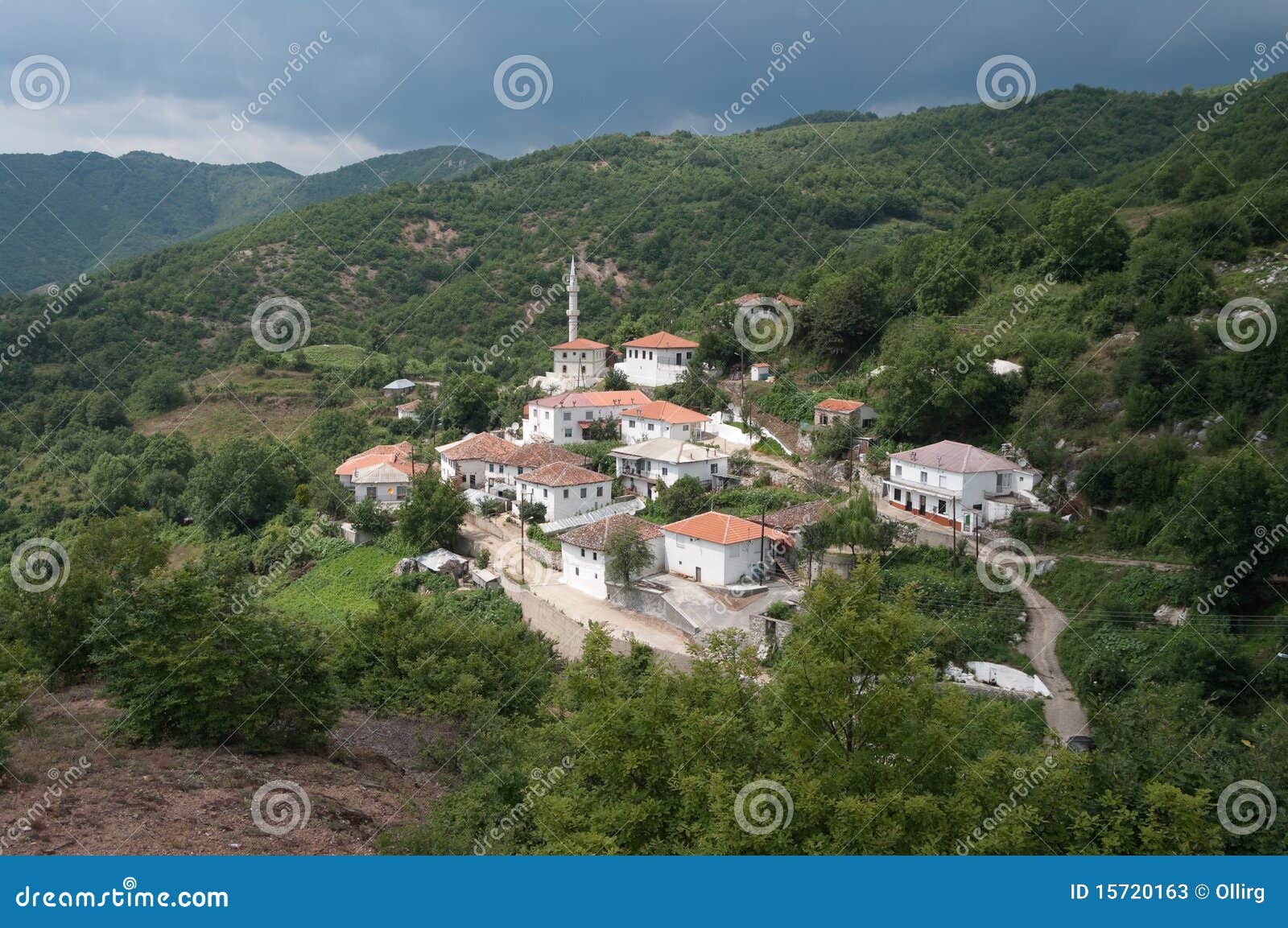 white village and mosque in the thrace greece