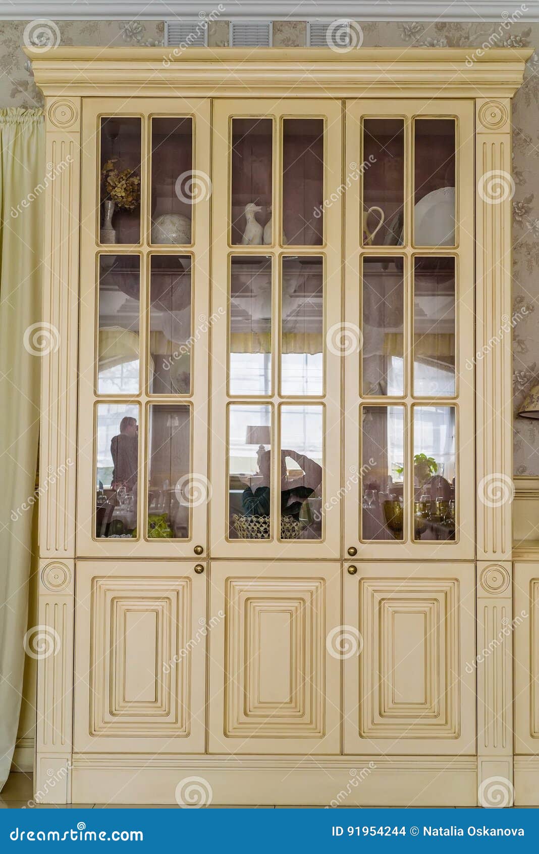 White Vintage Cupboard Stock Photo Image Of Home Adorned 91954244