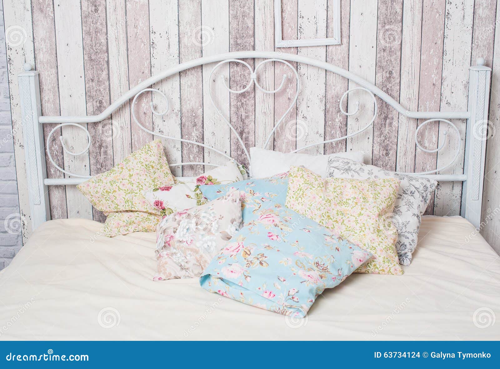 White Vintage Double Bed in the Bedroom Stock Photo Image of light