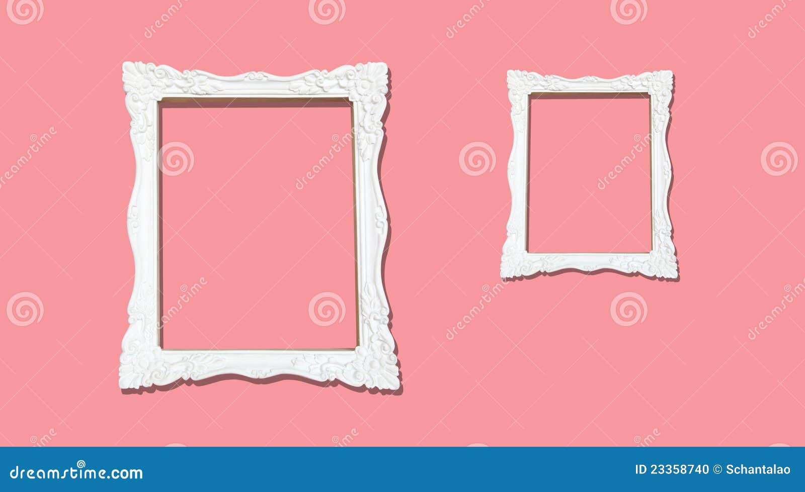 White Vintage Frames on Pink Wall Stock Photo Image of frilly
