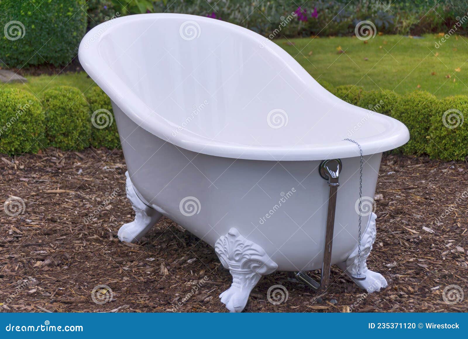 White Vintage Style Bathtub in a Garden Stock Photo Image of bathroom